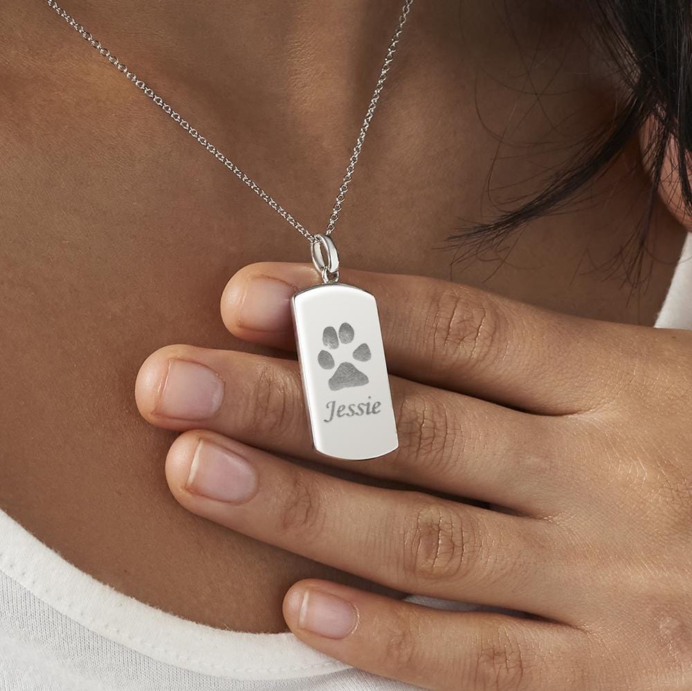 Load image into Gallery viewer, EverWith Engraved Tag Pawprint Memorial Pendant