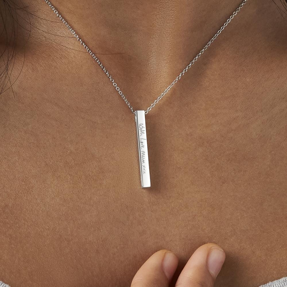 Load image into Gallery viewer, EverWith Engraved Long Bar Memorial Handwriting Pendant