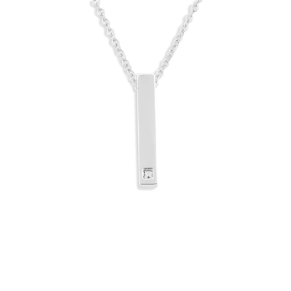 Load image into Gallery viewer, EverWith Engraved Short Bar Memorial Handwriting Pendant With Fine Crystal