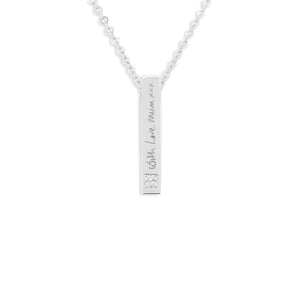EverWith Engraved Short Bar Memorial Handwriting Pendant With Fine Crystal