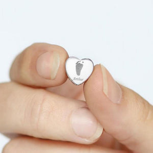 EverWith Engraved Heart Handprint or Footprint Memorial Charm Bead