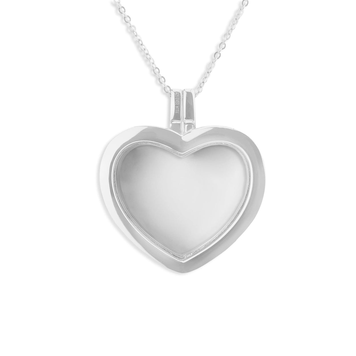 Load image into Gallery viewer, EverWith Large Heart Glass Locket Sterling Silver Cremation Ashes Locket With Fine Crystals