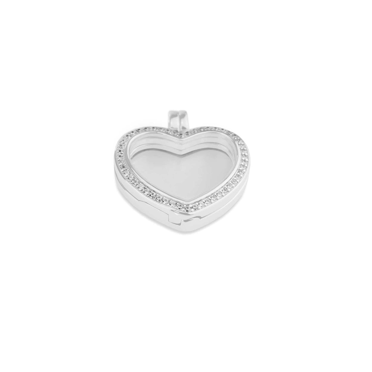 Load image into Gallery viewer, EverWith Small Heart Glass Locket Sterling Silver Memorial Ashes Locket With Fine Crystals