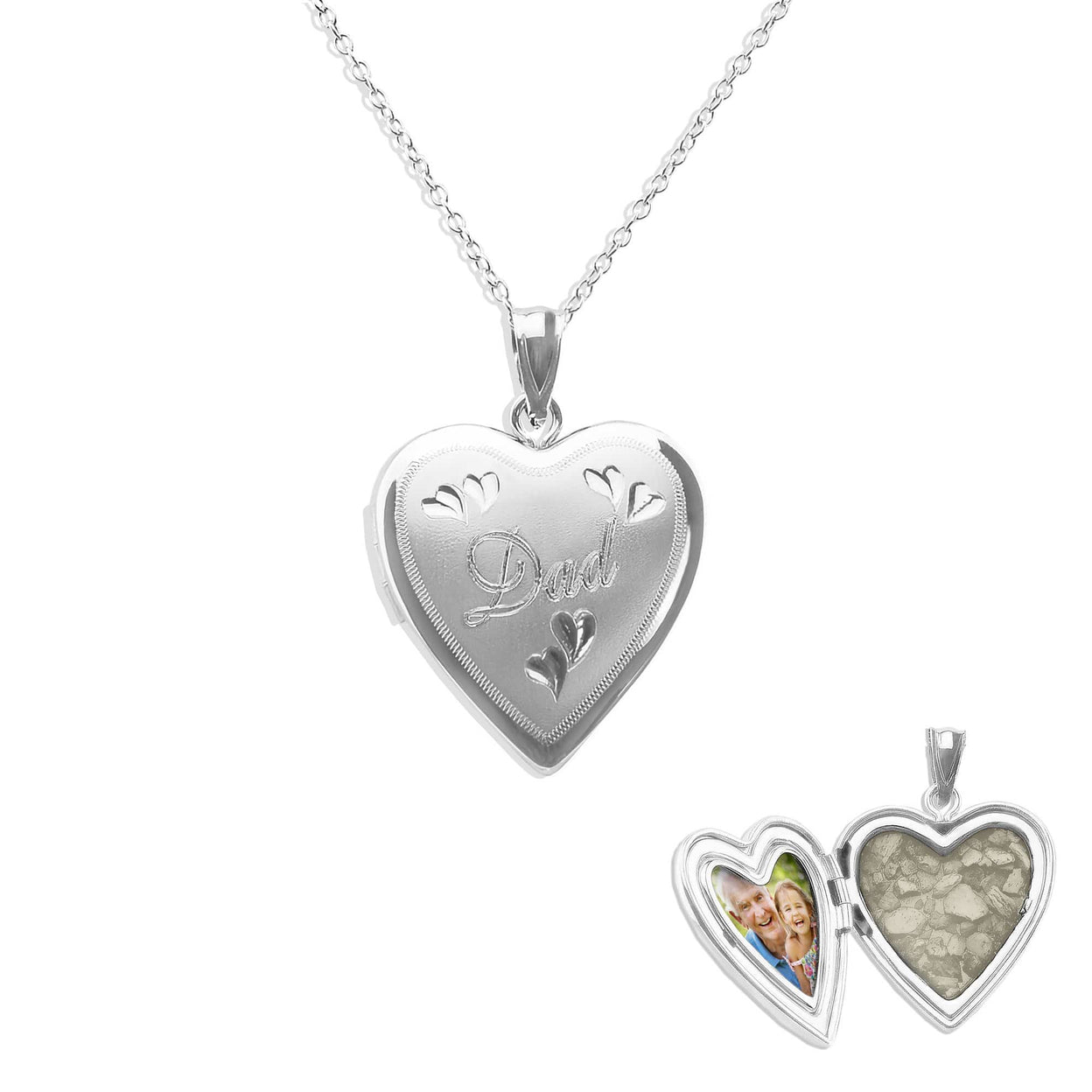 Load image into Gallery viewer, EverWith Dad Heart Shaped Sterling Silver Memorial Ashes Locket