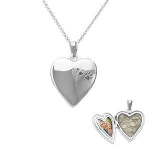 EverWith Paw Print Heart Shaped Sterling Silver Memorial Ashes Locket