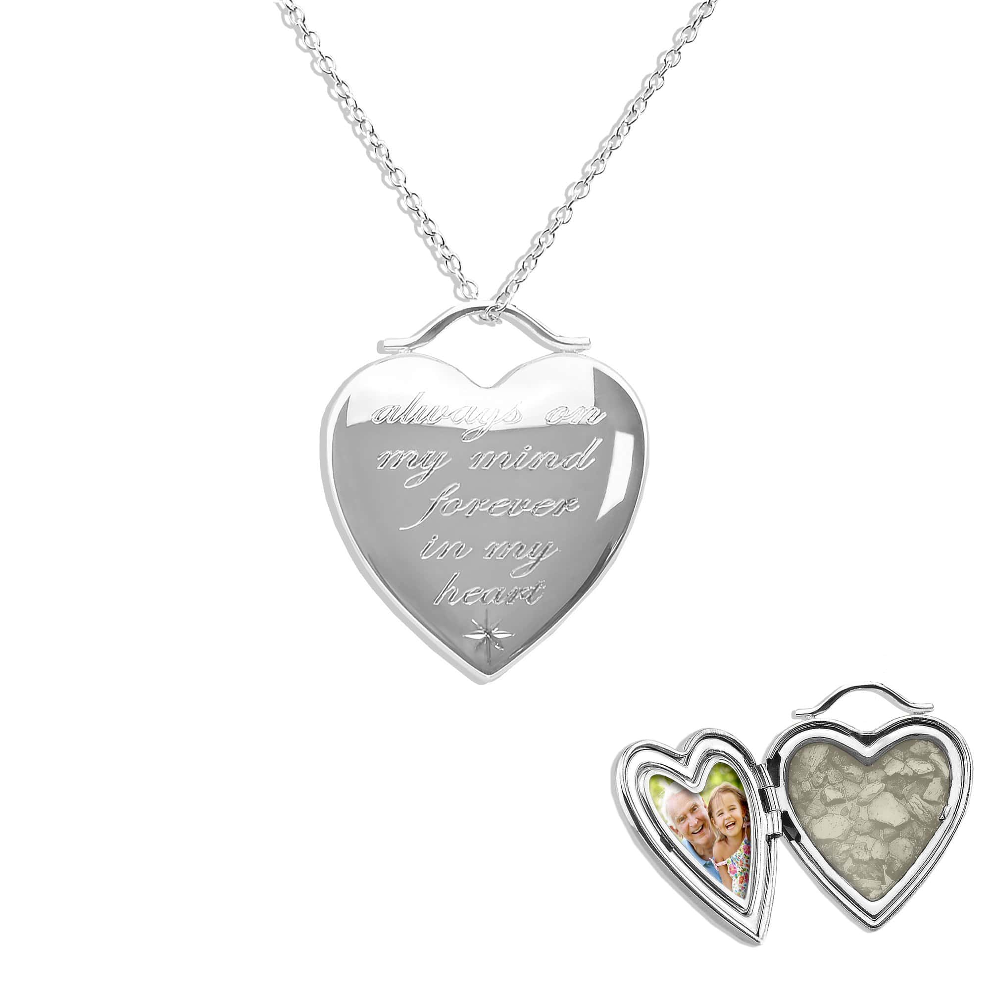 EverWith Always On My Mind Heart Shaped Sterling Silver Memorial