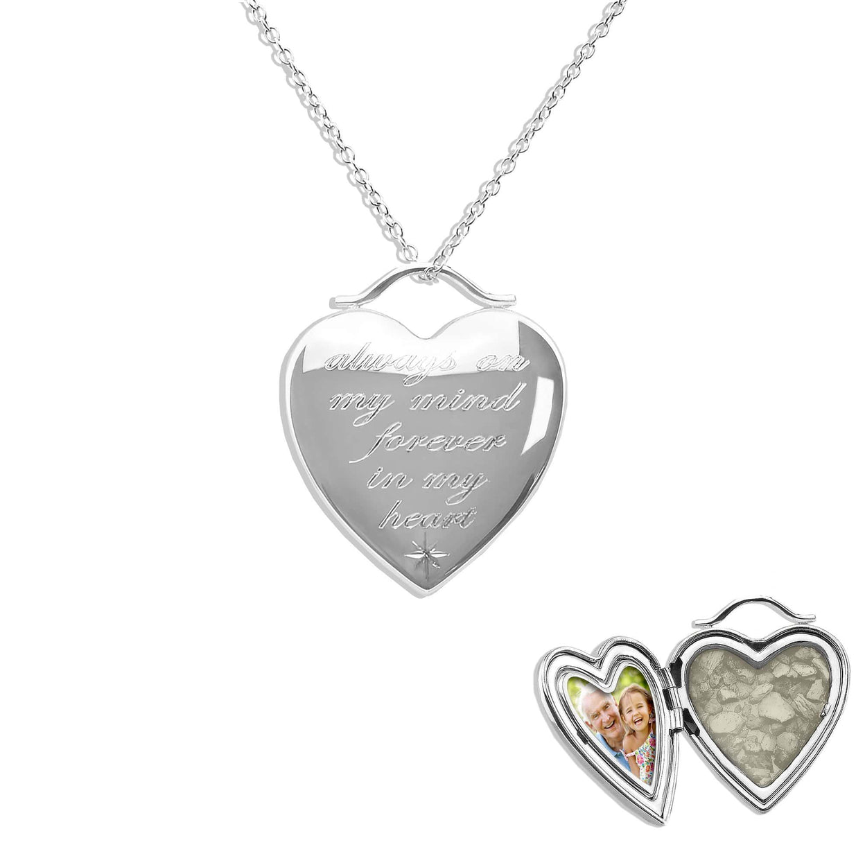 Load image into Gallery viewer, EverWith Always On My Mind Heart Shaped Sterling Silver Memorial Ashes Locket