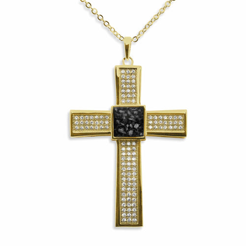 EverWith Gents Oversized Cross Memorial Ashes Pendant with Fine Crystals