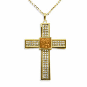 EverWith Gents Oversized Cross Memorial Ashes Pendant with Fine Crystals