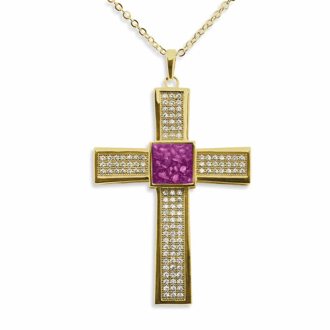 EverWith Gents Oversized Cross Memorial Ashes Pendant with Fine Crystals