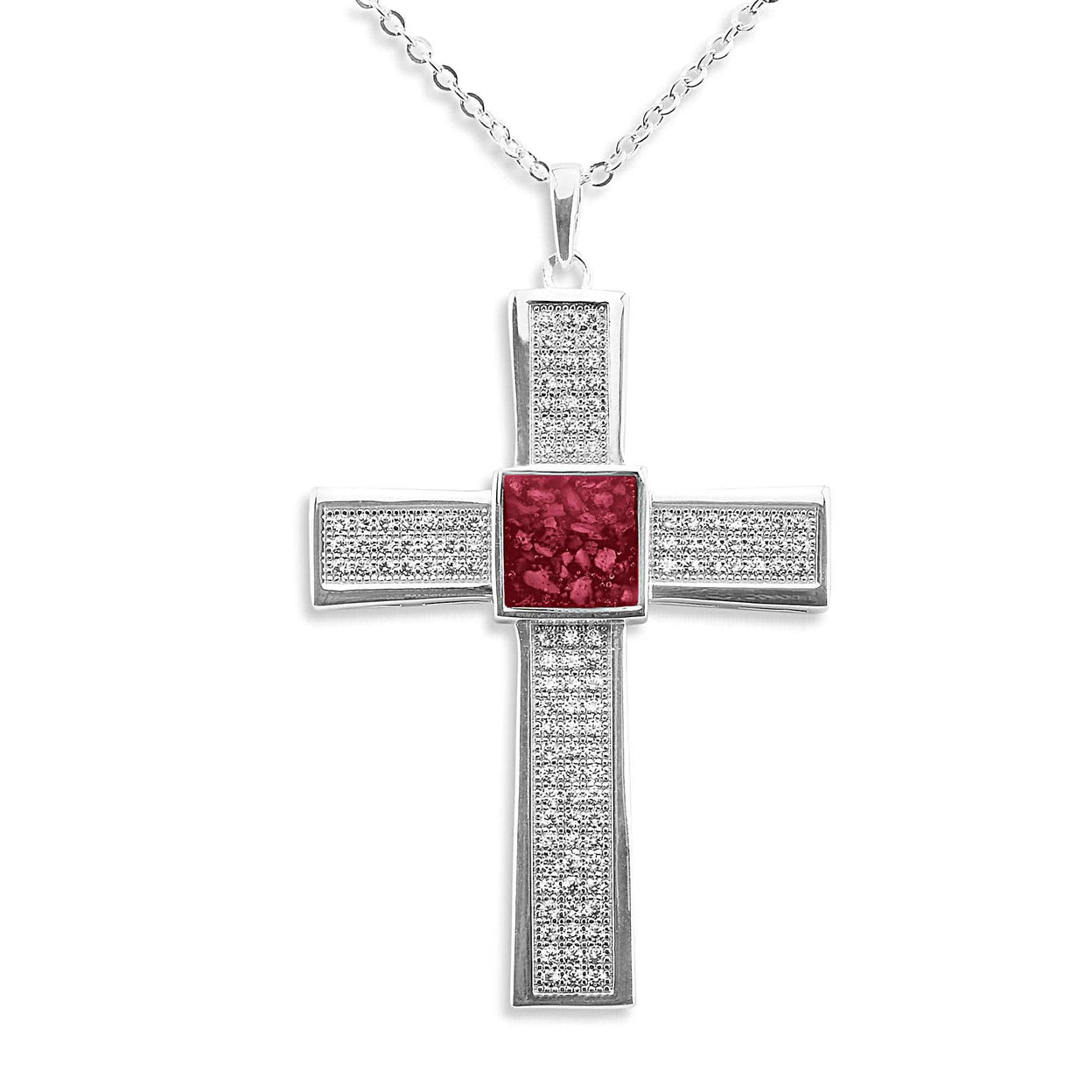 Load image into Gallery viewer, EverWith Gents Oversized Cross Memorial Ashes Pendant with Fine Crystals