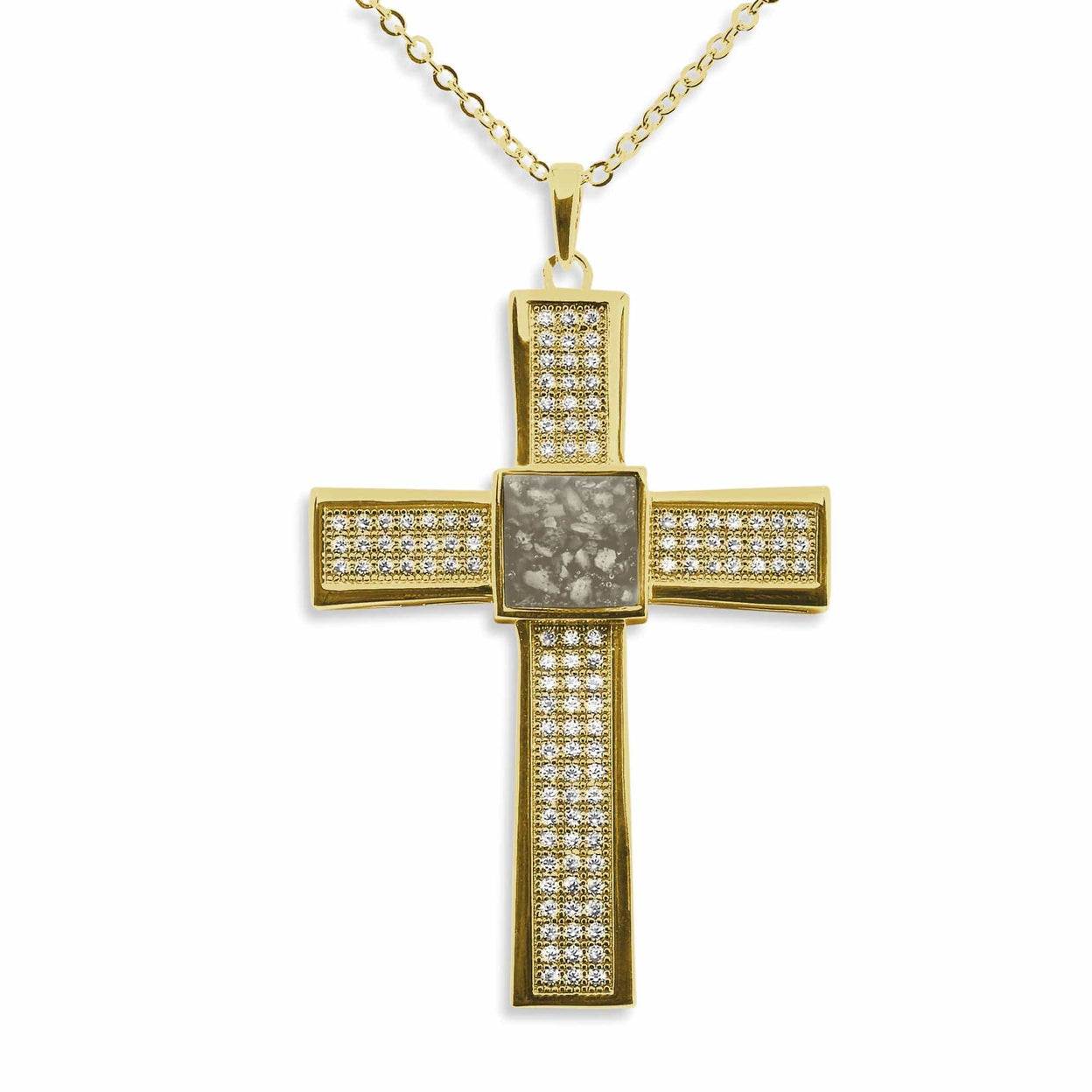 Load image into Gallery viewer, EverWith Gents Oversized Cross Memorial Ashes Pendant with Fine Crystals