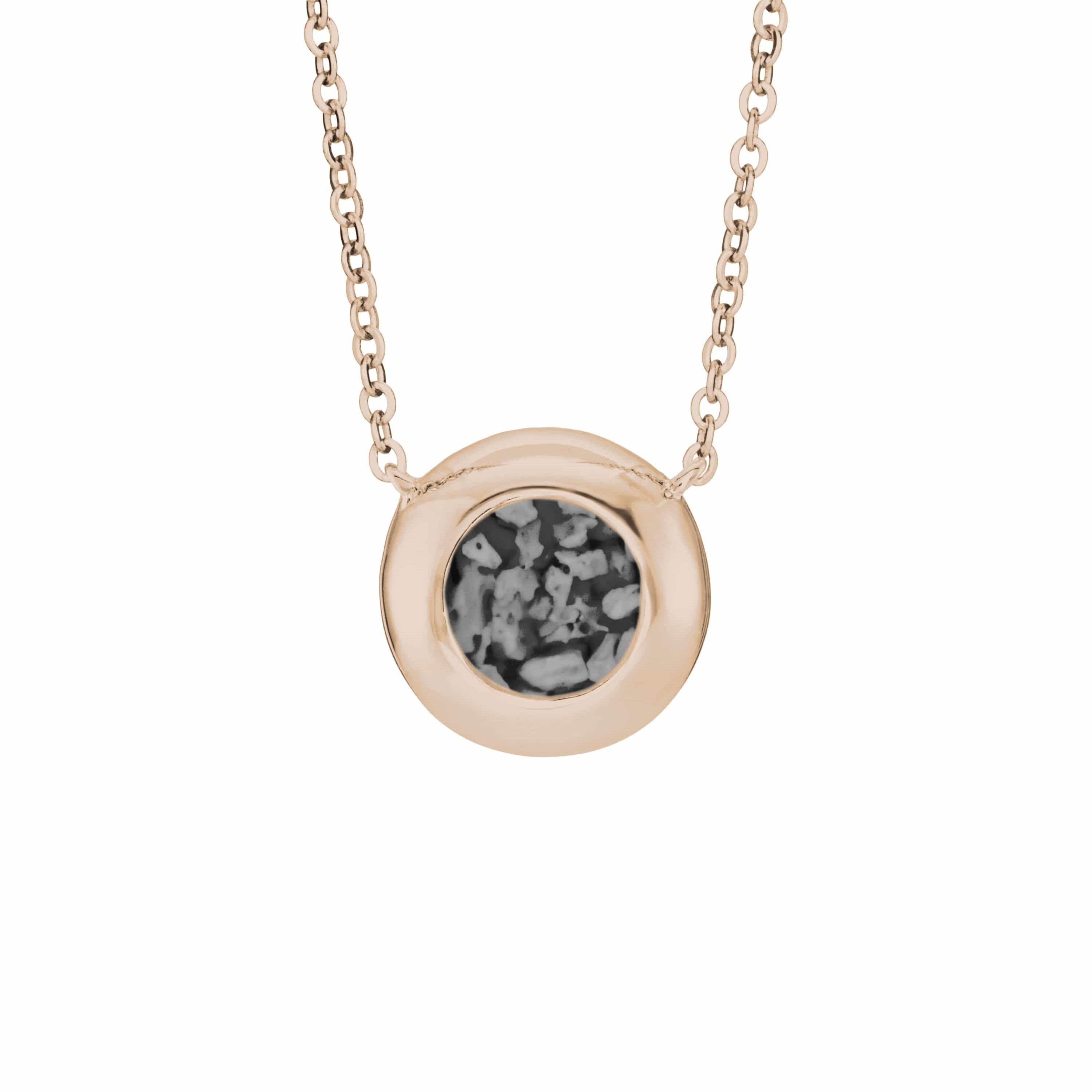 EverWith Ladies Rondure Memorial Ashes Necklace 9k Rose Gold Black