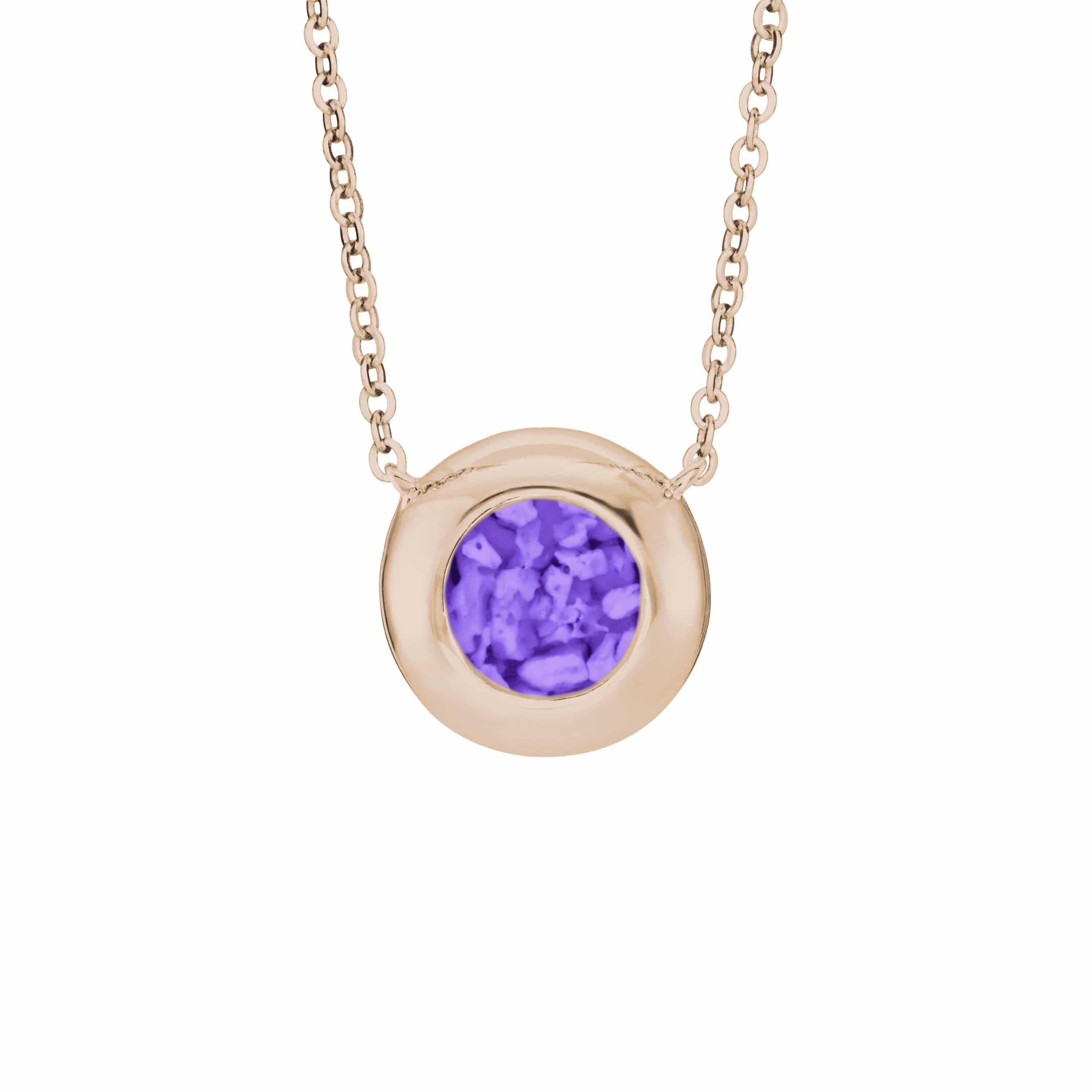 EverWith Ladies Rondure Memorial Ashes Necklace 9k Rose Gold Purple
