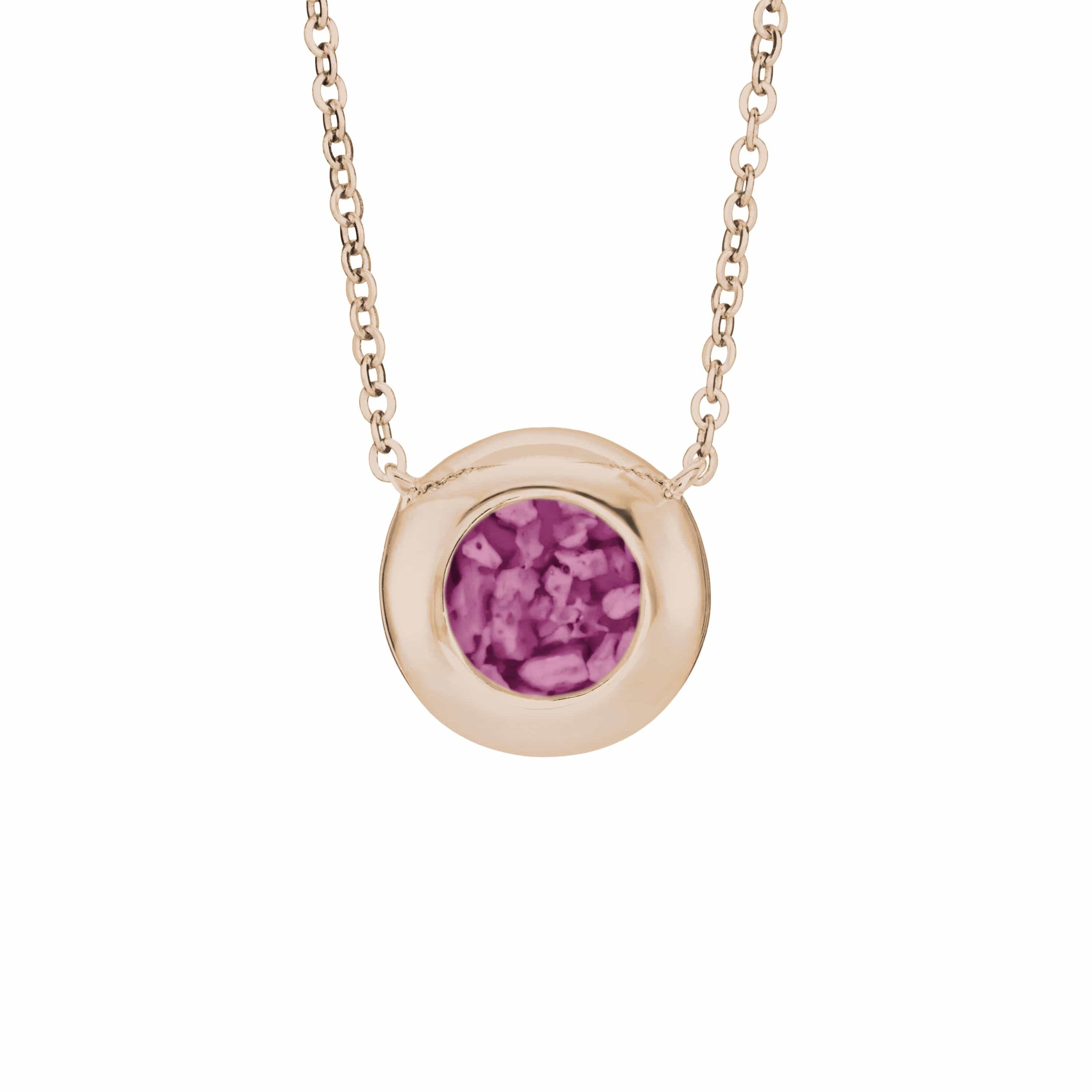 EverWith Ladies Rondure Memorial Ashes Necklace 9k Rose Gold Violet