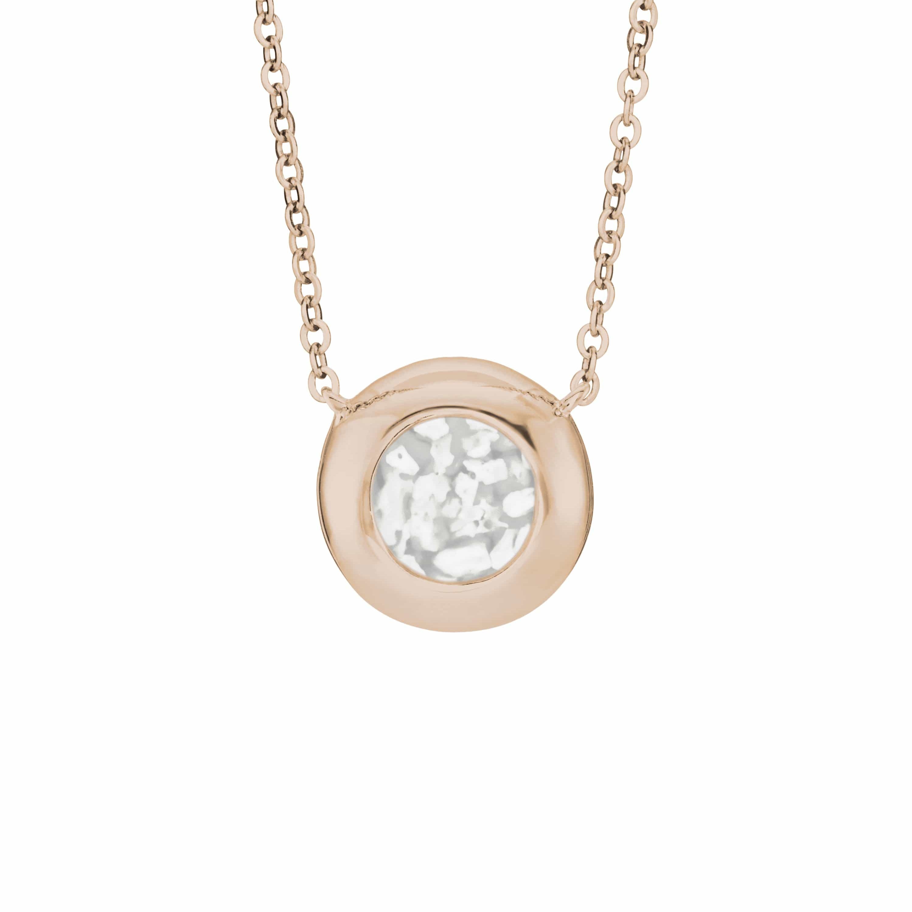 EverWith Ladies Rondure Memorial Ashes Necklace 9k Rose Gold White