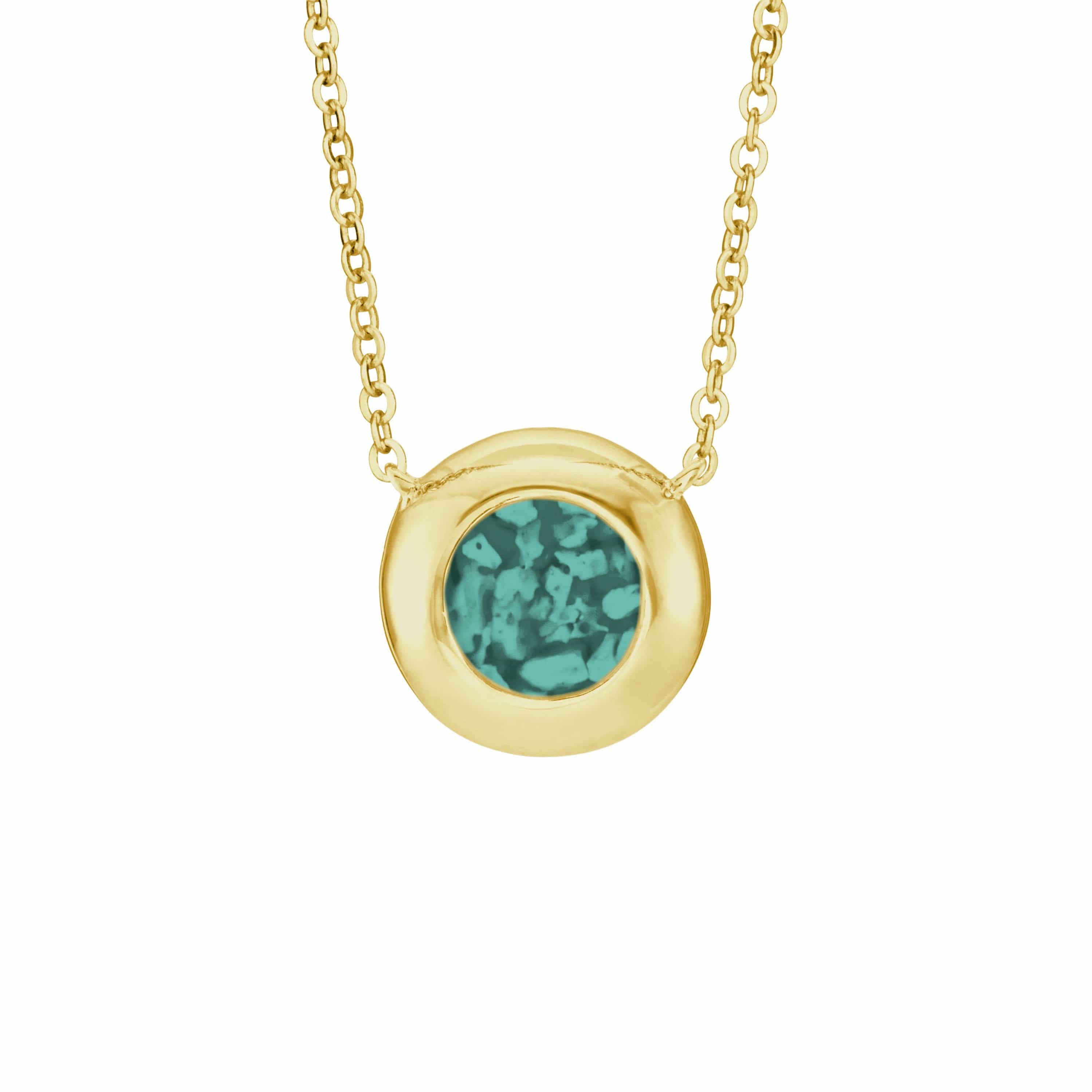 EverWith Ladies Rondure Memorial Ashes Necklace 9k Yellow Gold Aqua