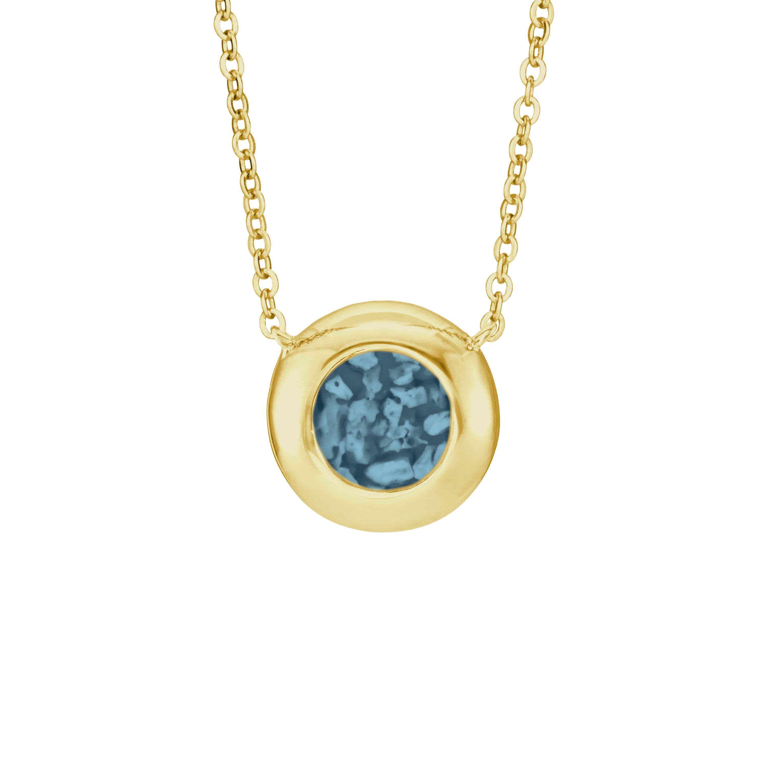 EverWith Ladies Rondure Memorial Ashes Necklace 9k Yellow Gold Blue