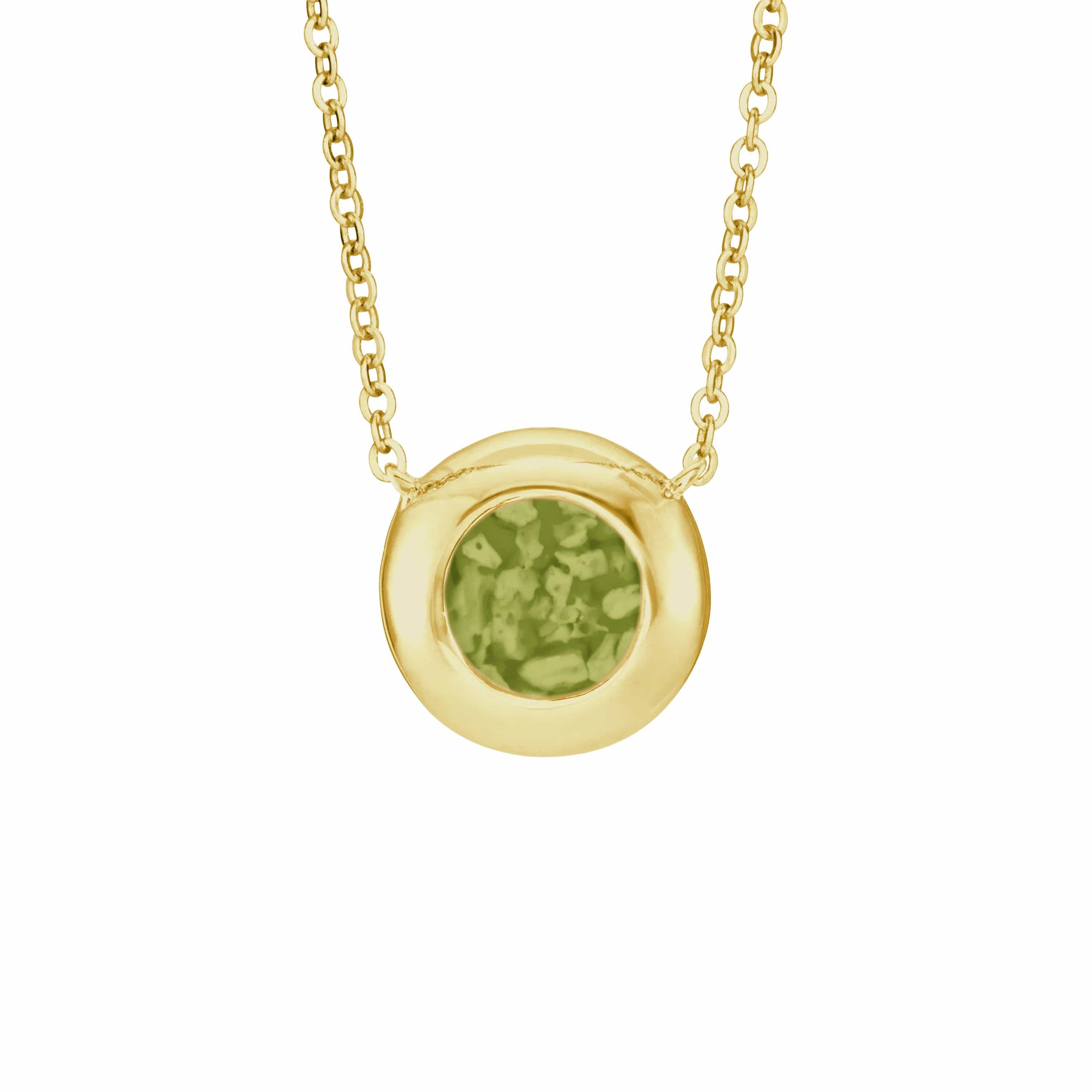 EverWith Ladies Rondure Memorial Ashes Necklace 9k Yellow Gold Green