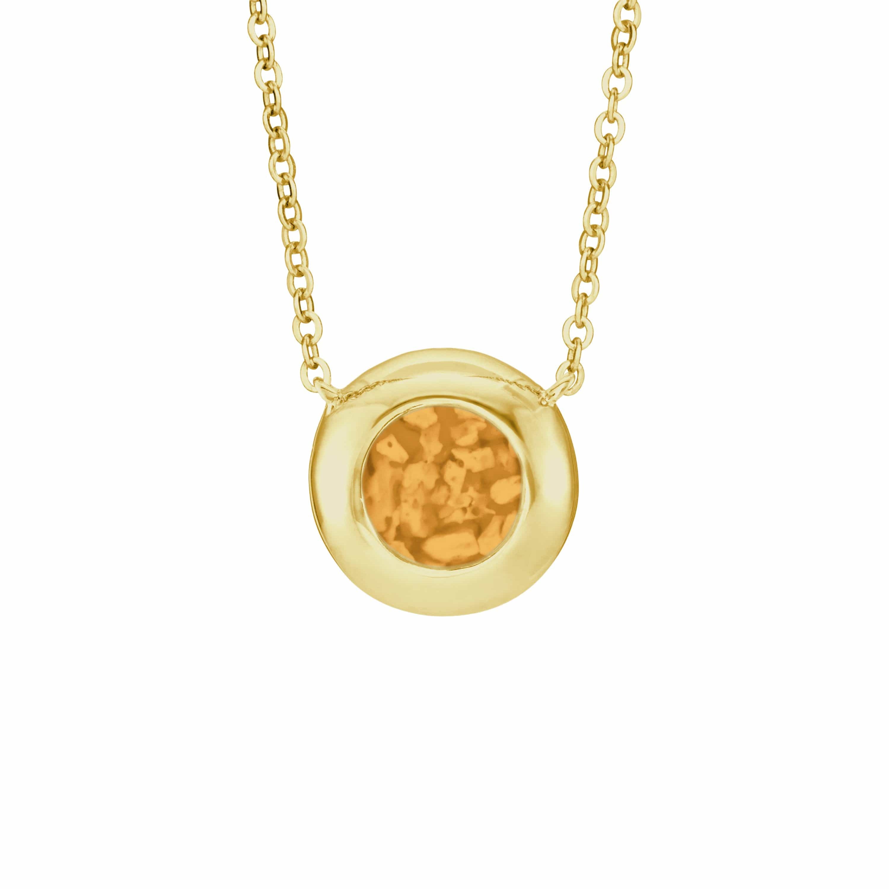 EverWith Ladies Rondure Memorial Ashes Necklace 9k Yellow Gold Orange