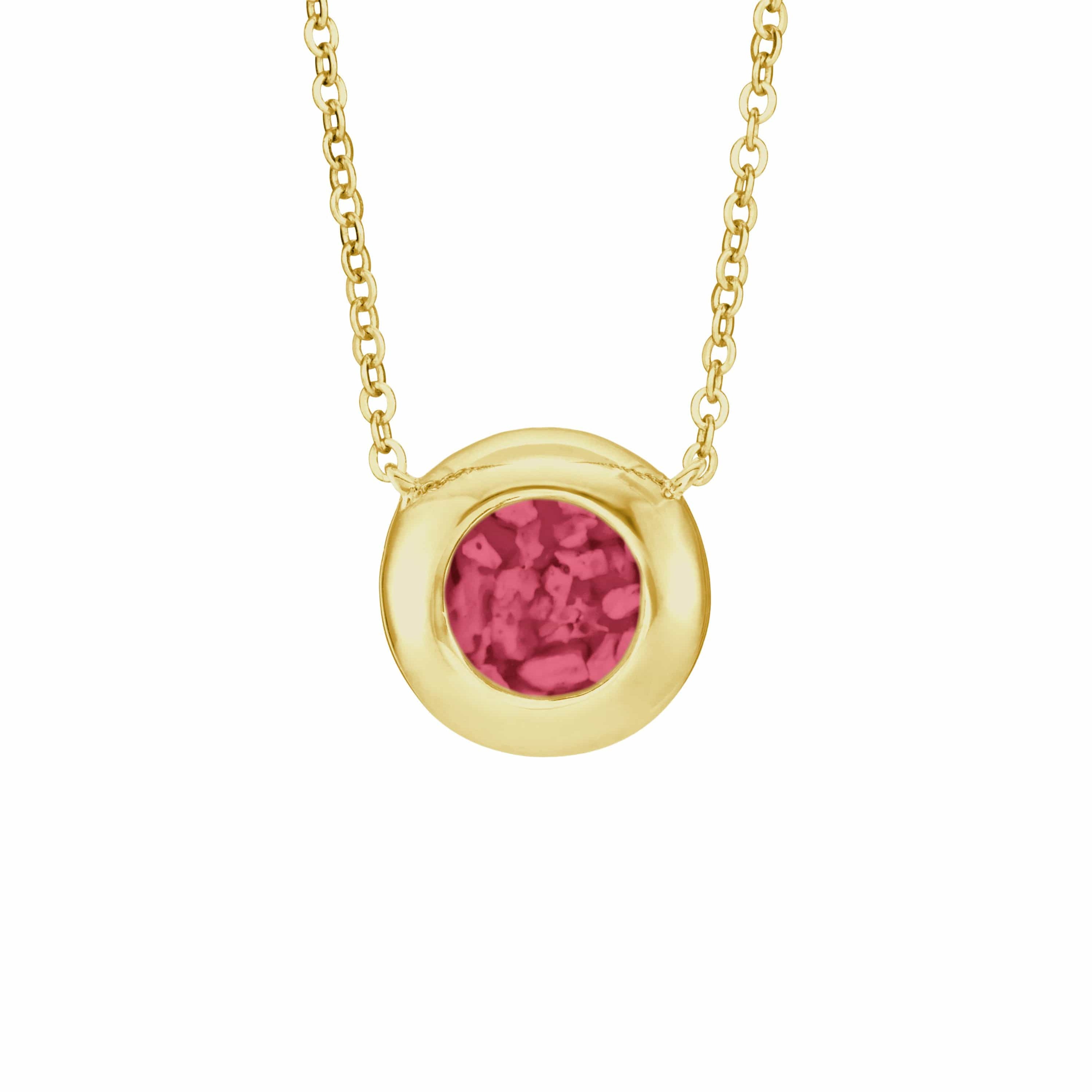 EverWith Ladies Rondure Memorial Ashes Necklace 9k Yellow Gold Red