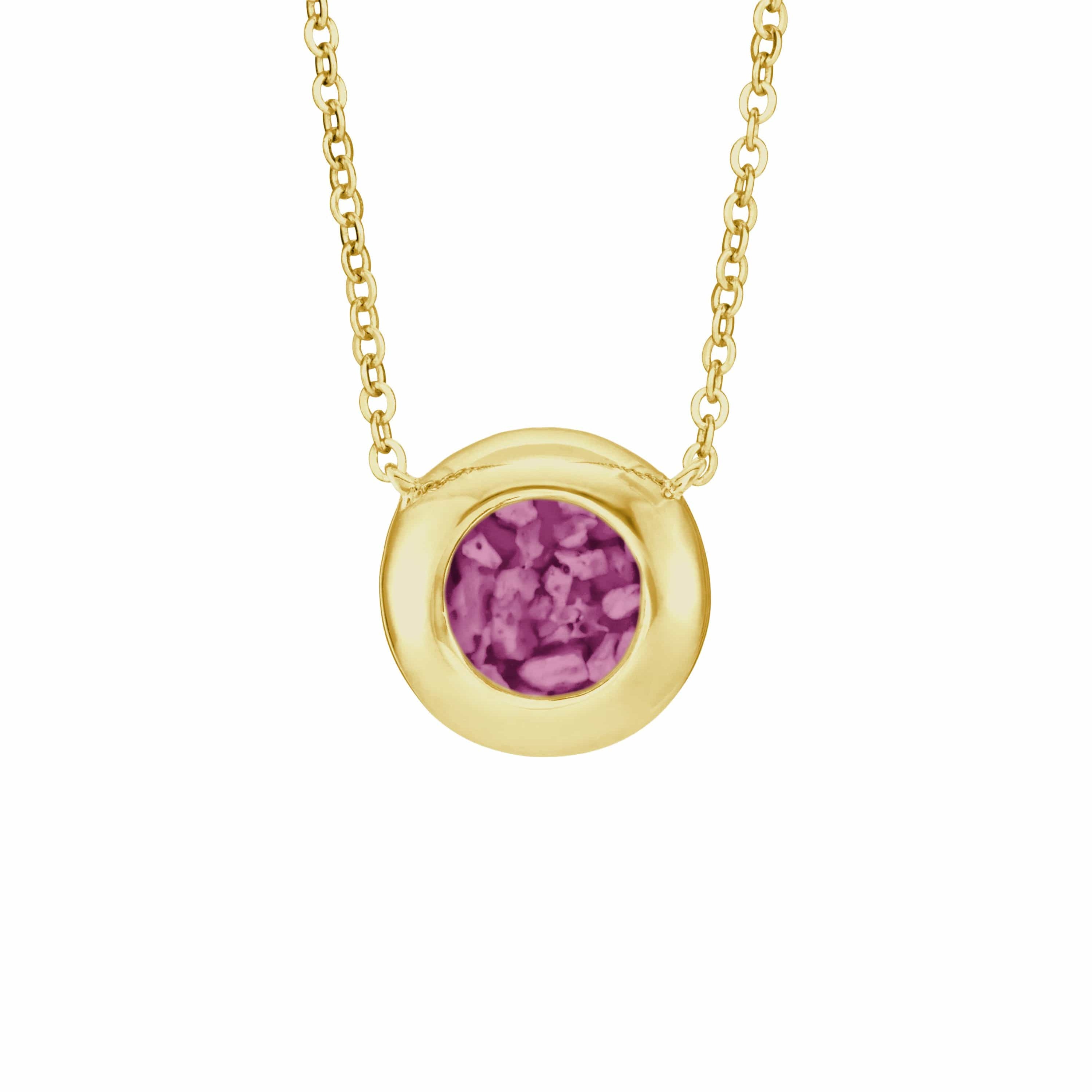 EverWith Ladies Rondure Memorial Ashes Necklace 9k Yellow Gold Violet