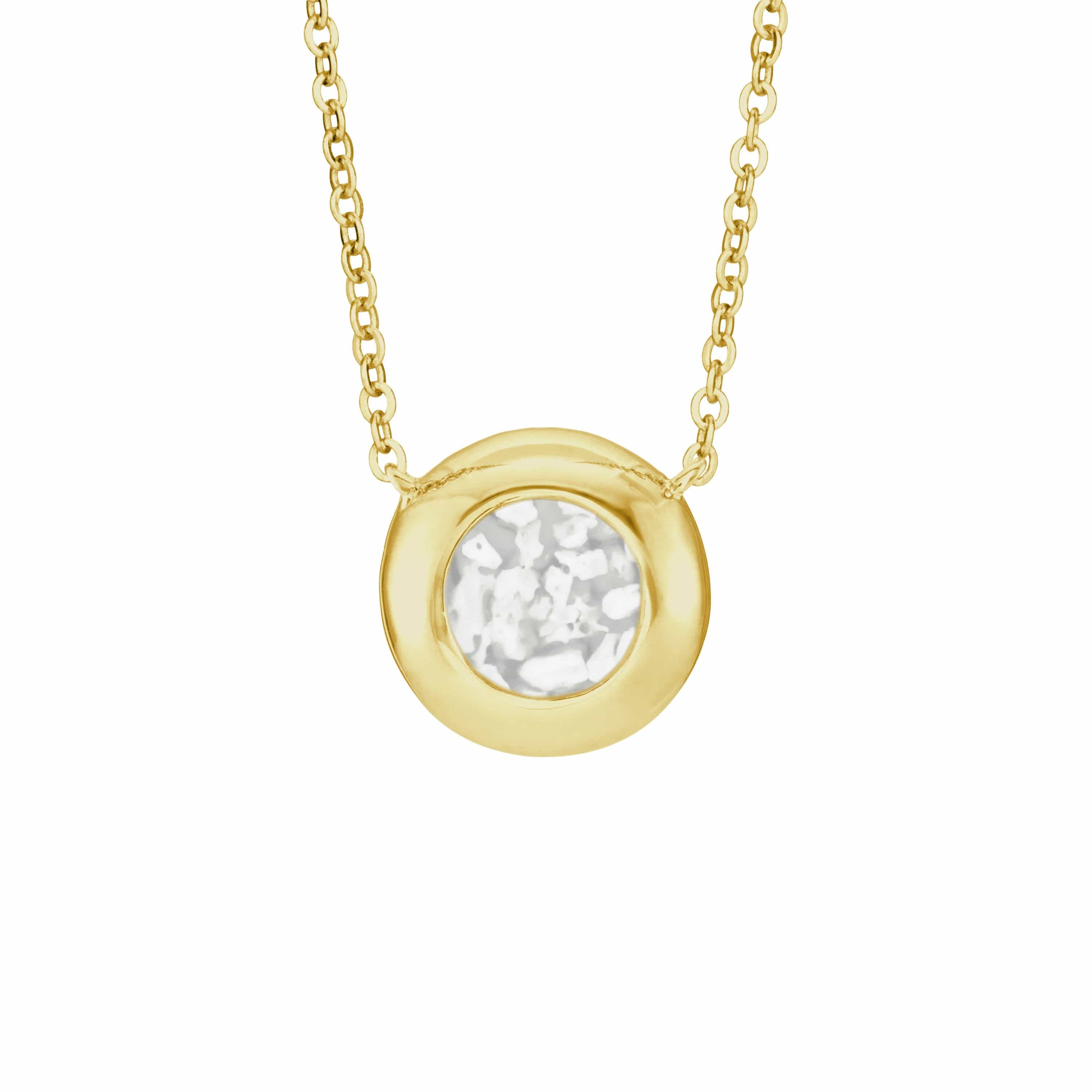 EverWith Ladies Rondure Memorial Ashes Necklace 9k Yellow Gold White