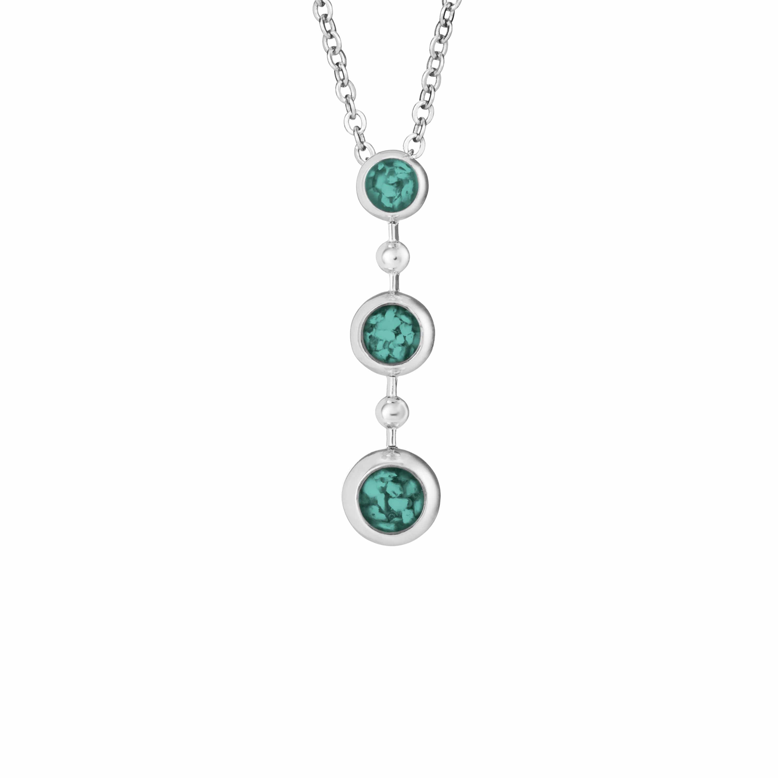 EverWith Ladies Rondure Triple Drop Memorial Ashes Necklace Aqua