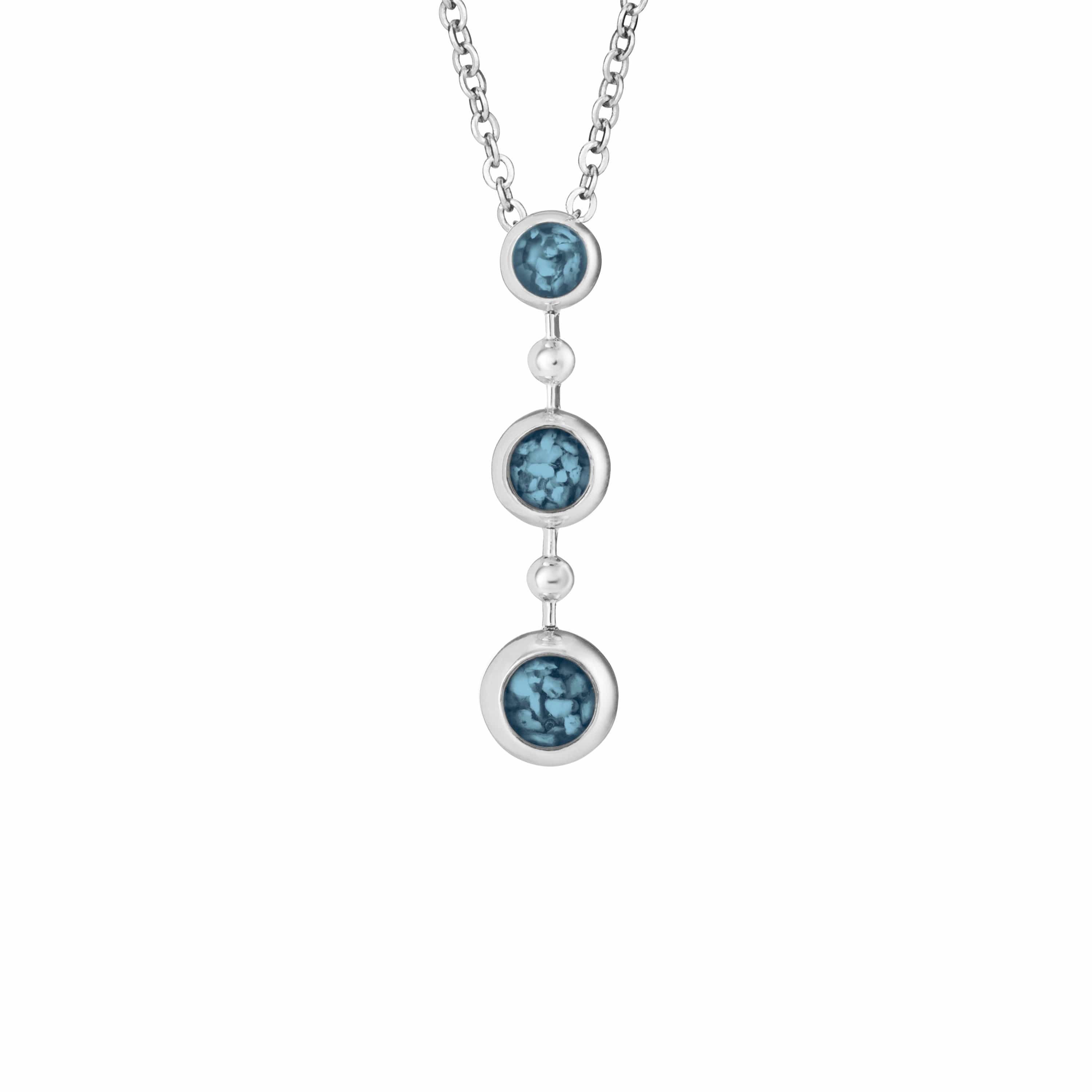 EverWith Ladies Rondure Triple Drop Memorial Ashes Necklace Blue
