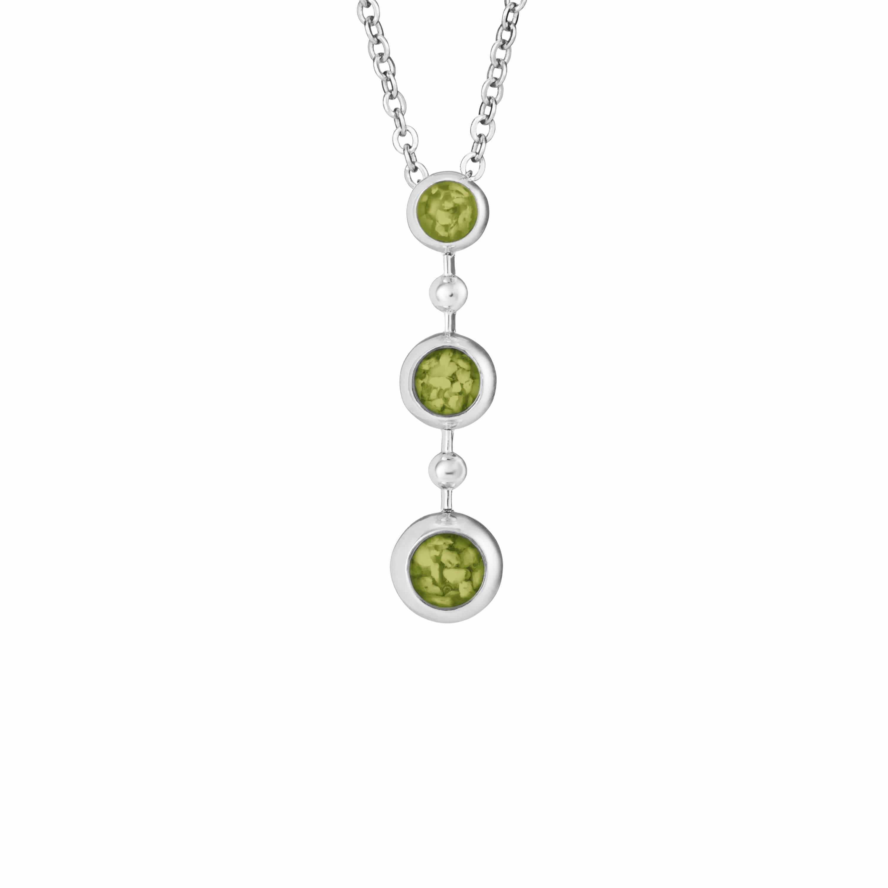 EverWith Ladies Rondure Triple Drop Memorial Ashes Necklace Green