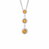 EverWith Ladies Rondure Triple Drop Memorial Ashes Necklace Orange