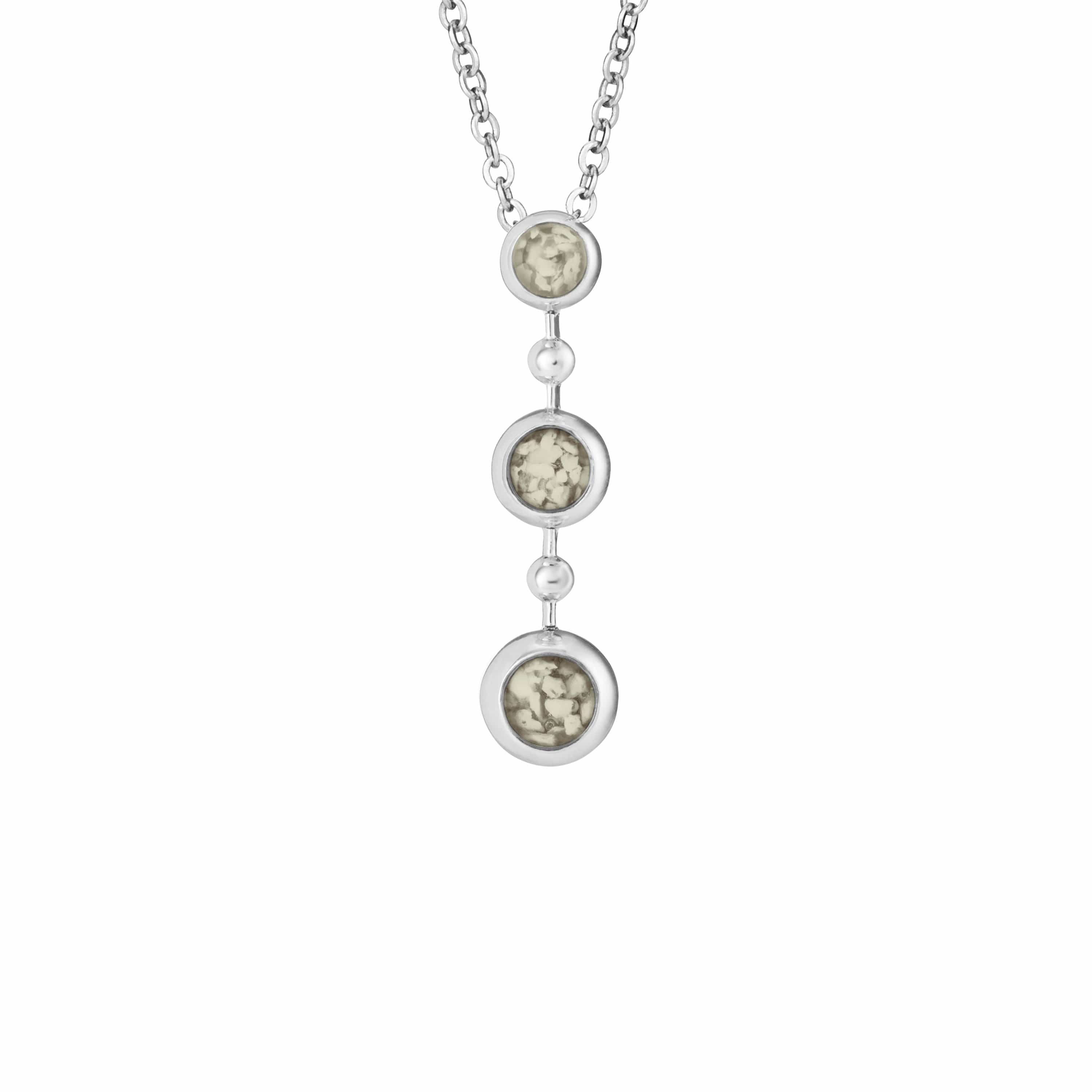 EverWith Ladies Rondure Triple Drop Memorial Ashes Necklace Transparent