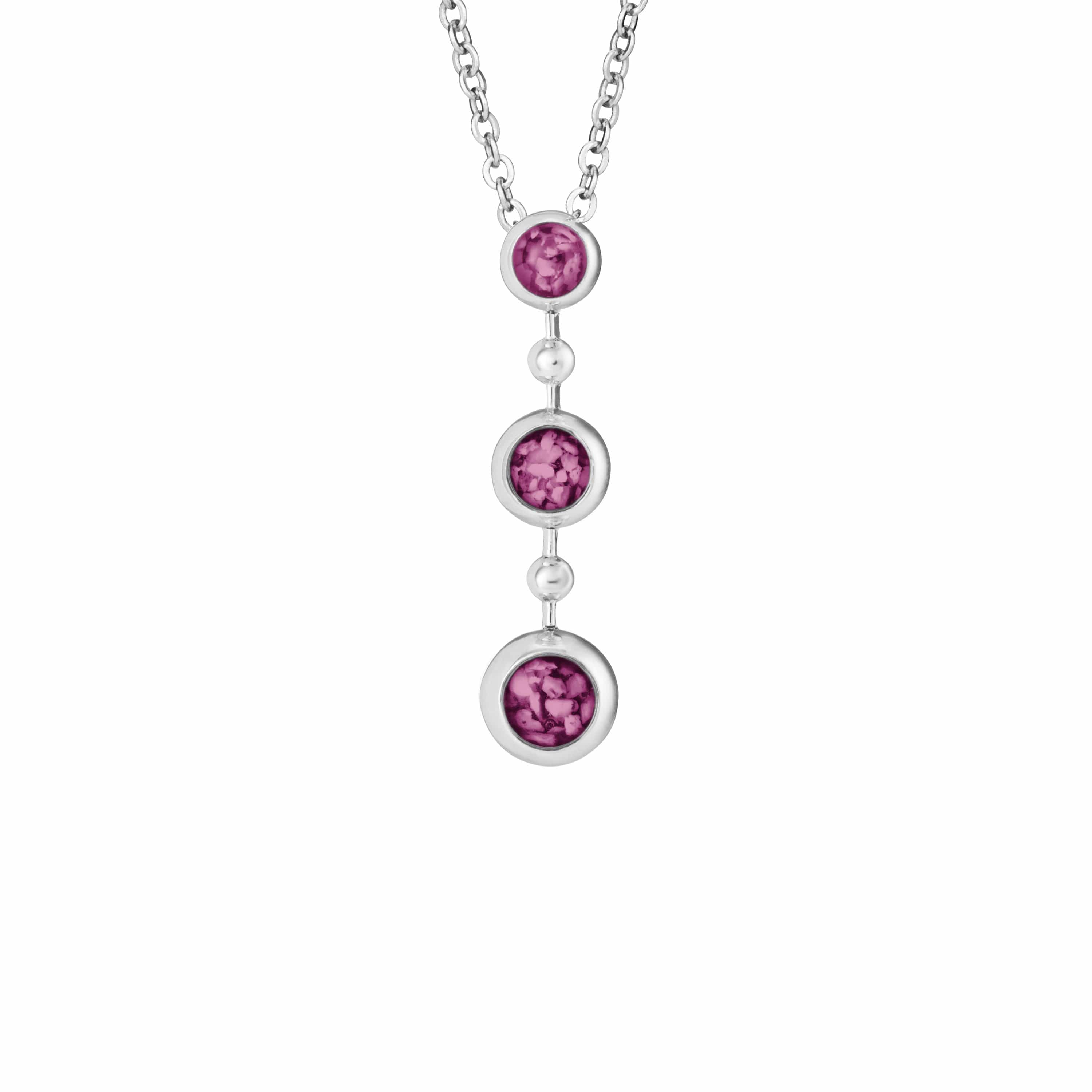 EverWith Ladies Rondure Triple Drop Memorial Ashes Necklace Violet