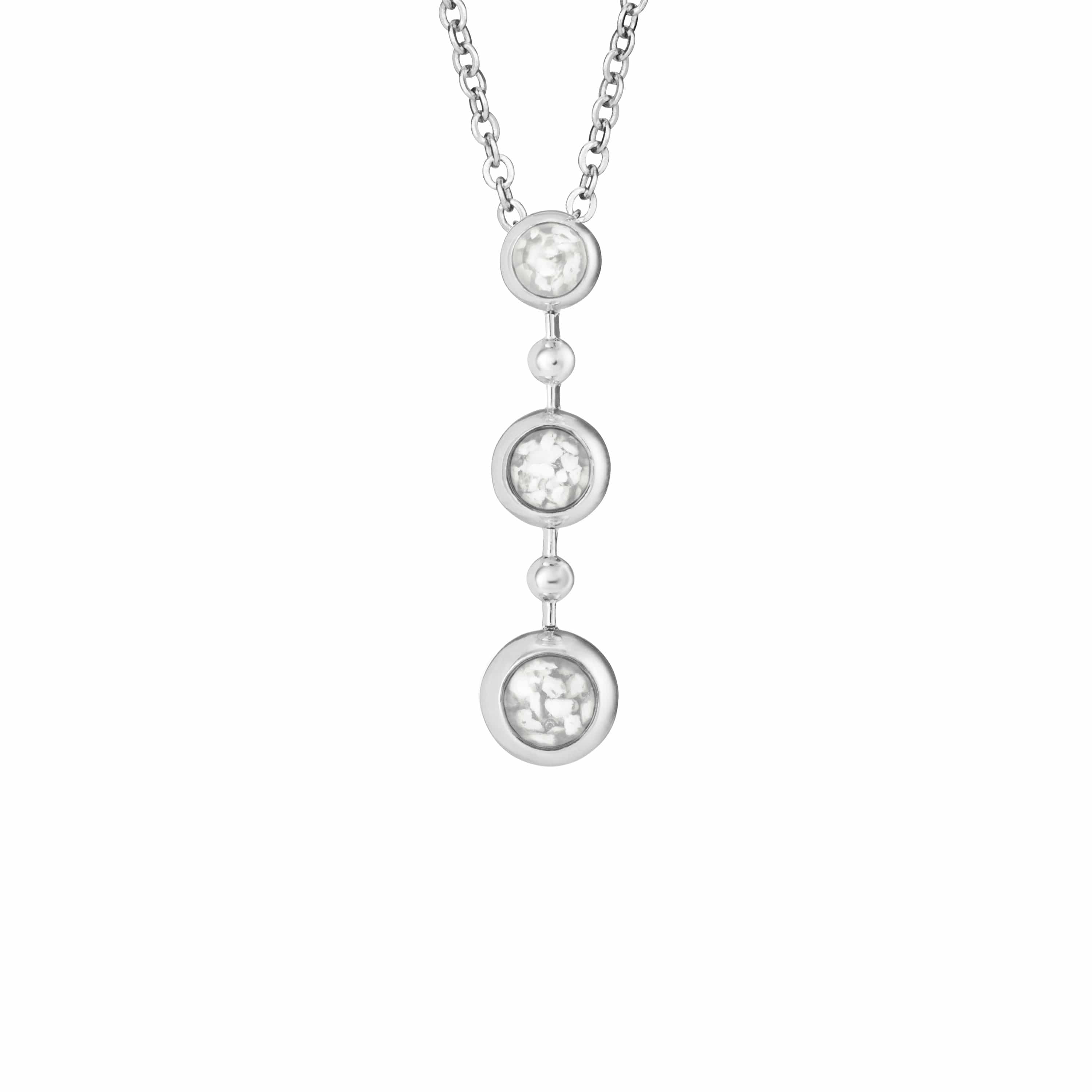 EverWith Ladies Rondure Triple Drop Memorial Ashes Necklace White