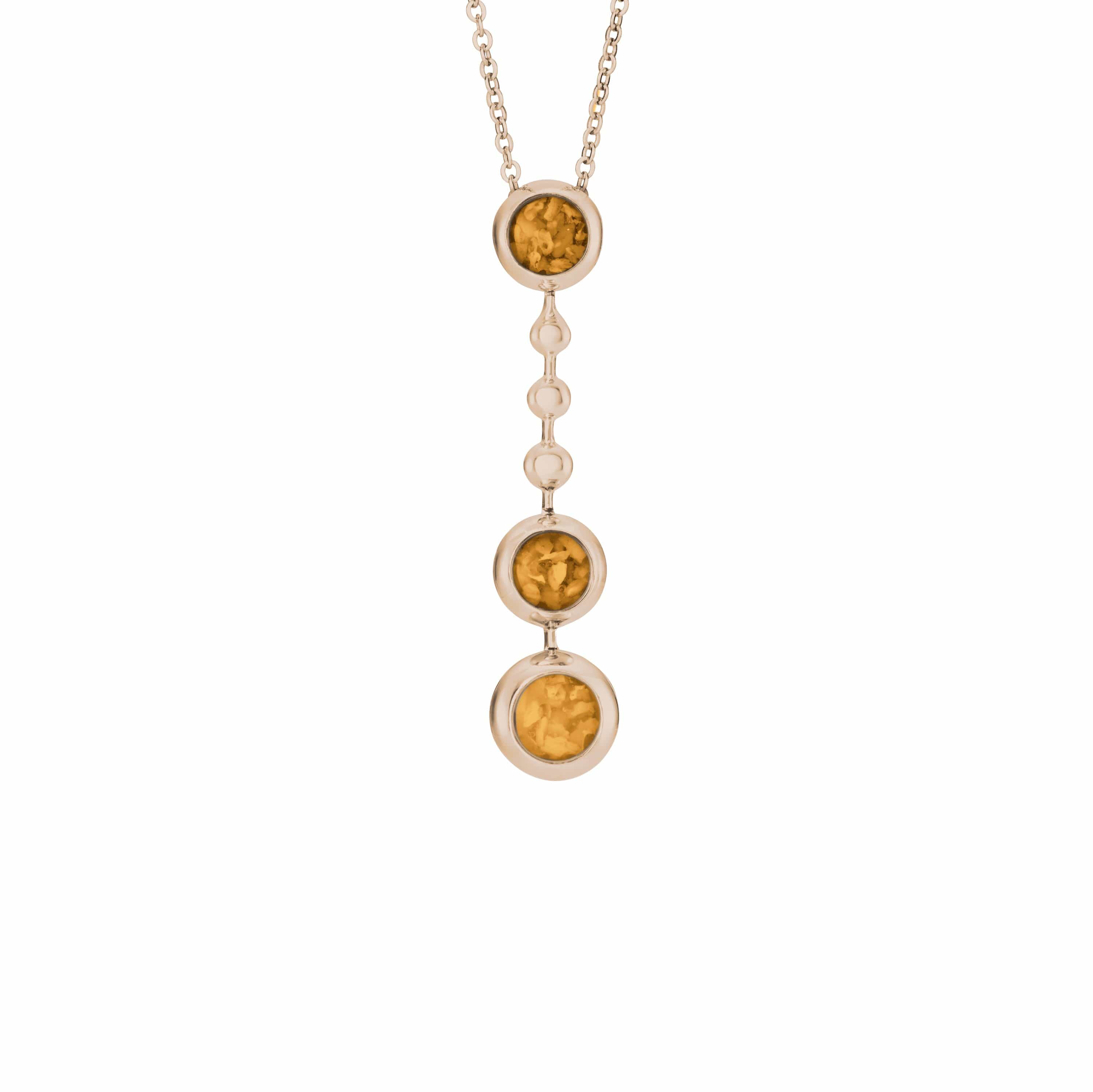 EverWith Ladies Rondure Triple Ball Drop Memorial Ashes Necklace 9k Rose Gold Orange