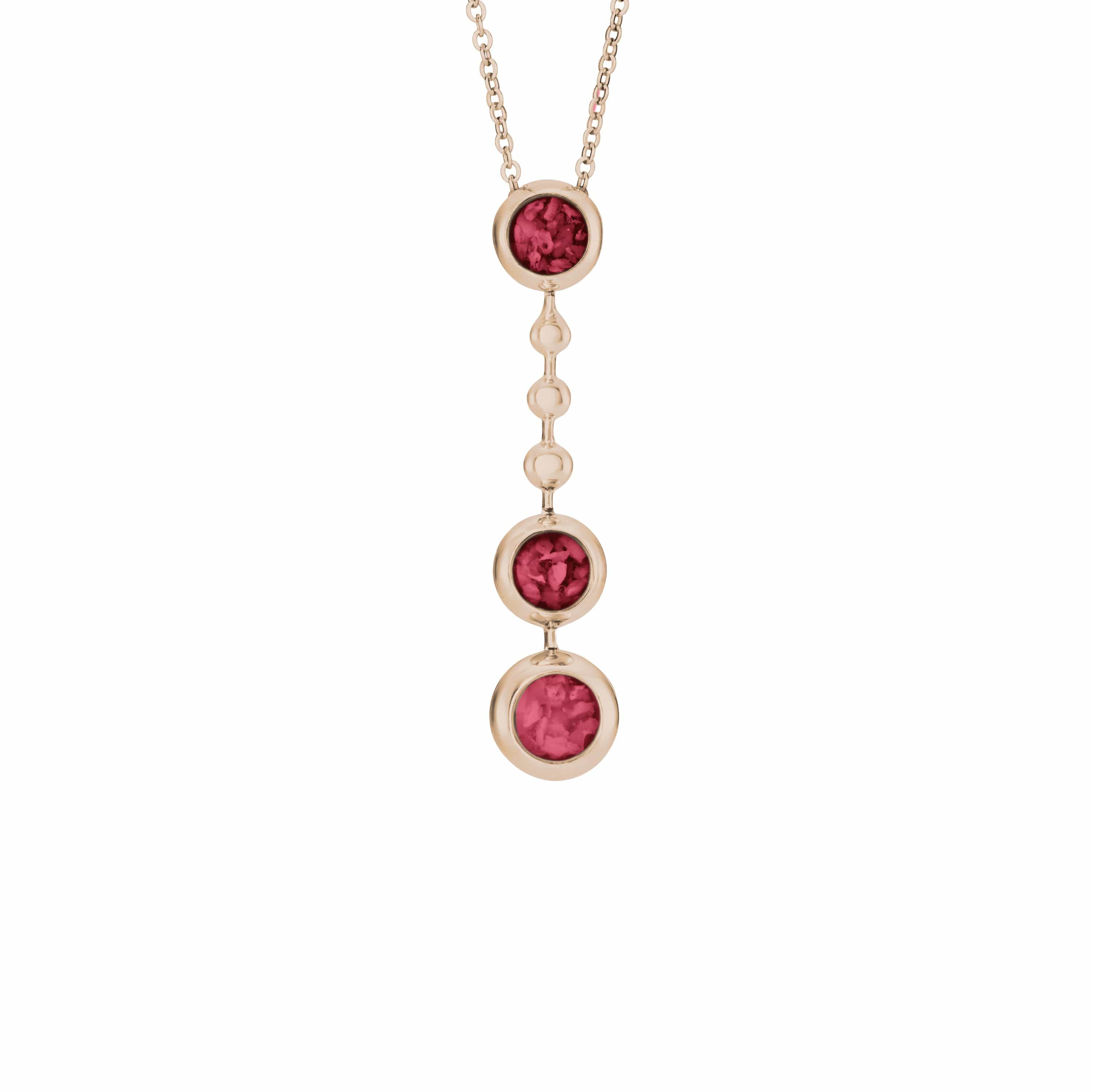 EverWith Ladies Rondure Triple Ball Drop Memorial Ashes Necklace 9k Rose Gold Red