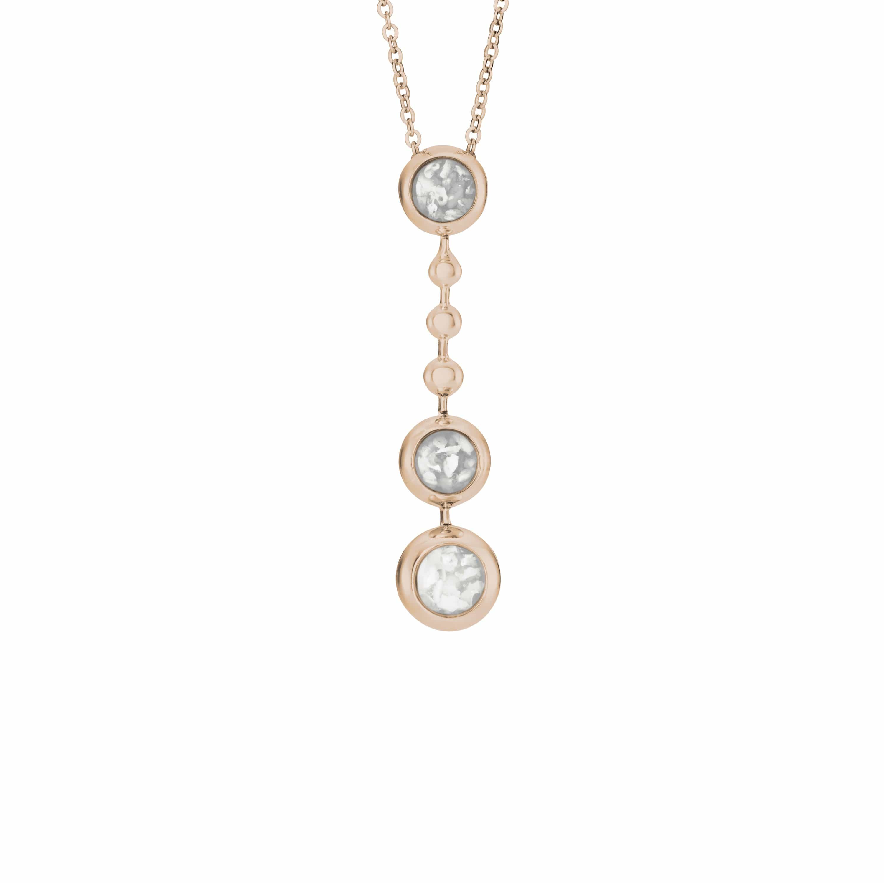 EverWith Ladies Rondure Triple Ball Drop Memorial Ashes Necklace 9k Rose Gold White
