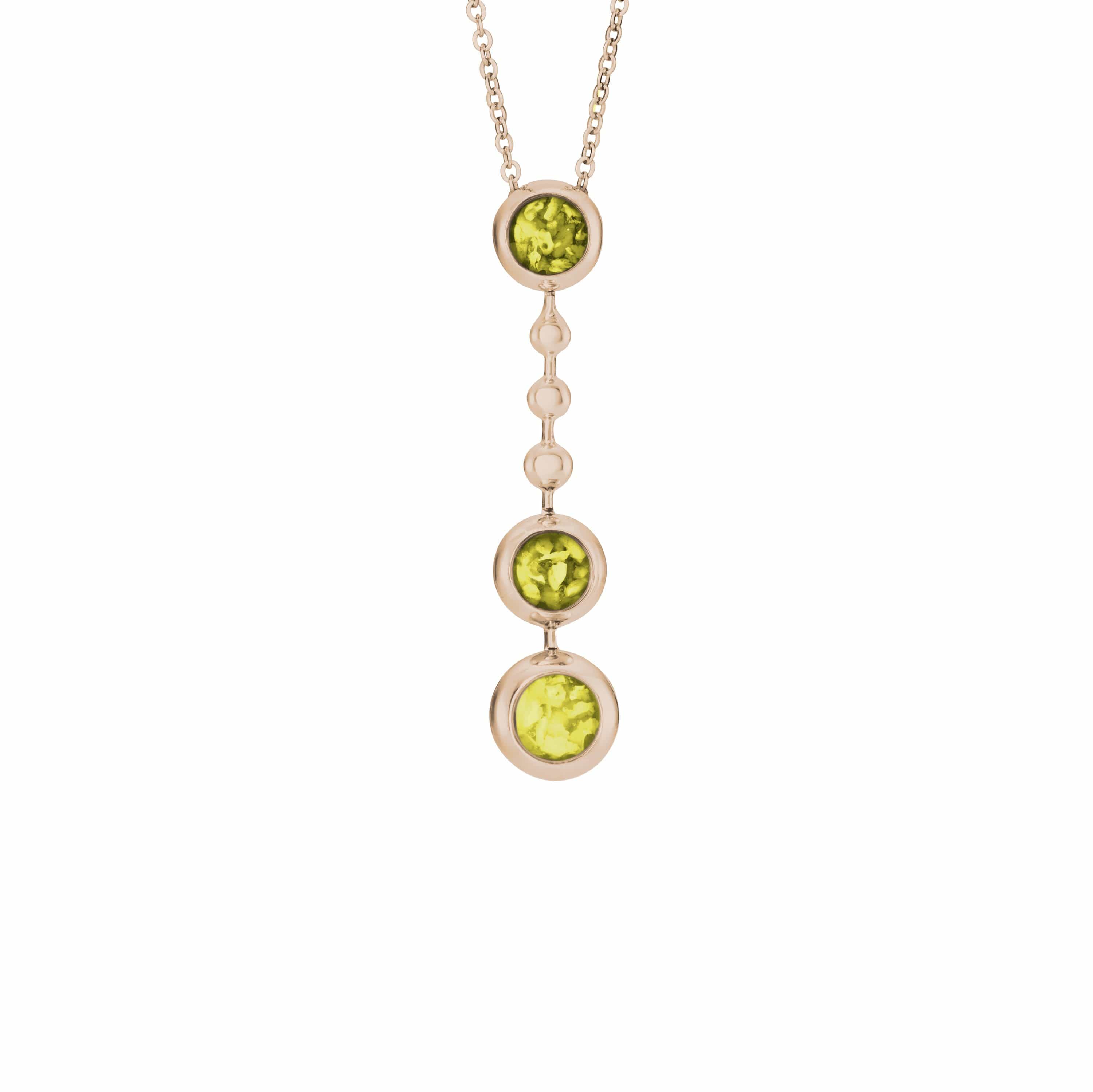 EverWith Ladies Rondure Triple Ball Drop Memorial Ashes Necklace 9k Rose Gold Yellow