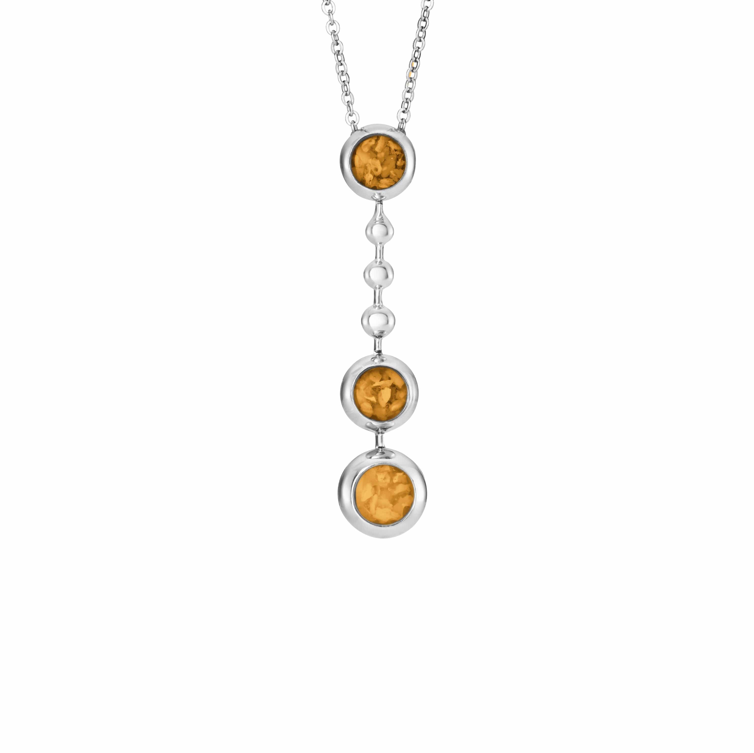 EverWith Ladies Rondure Triple Ball Drop Memorial Ashes Necklace Orange