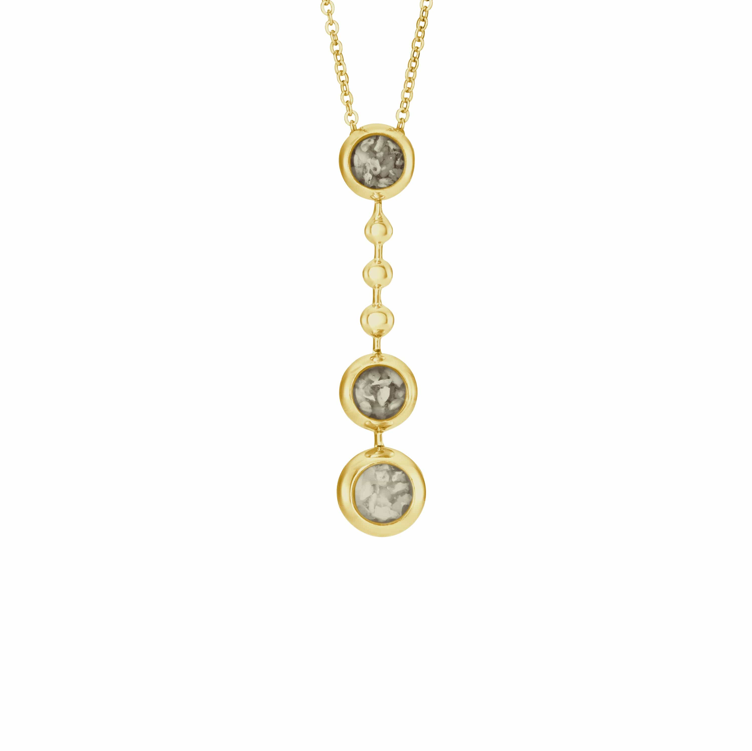 EverWith Ladies Rondure Triple Ball Drop Memorial Ashes Necklace 9k Yellow Gold Transparent