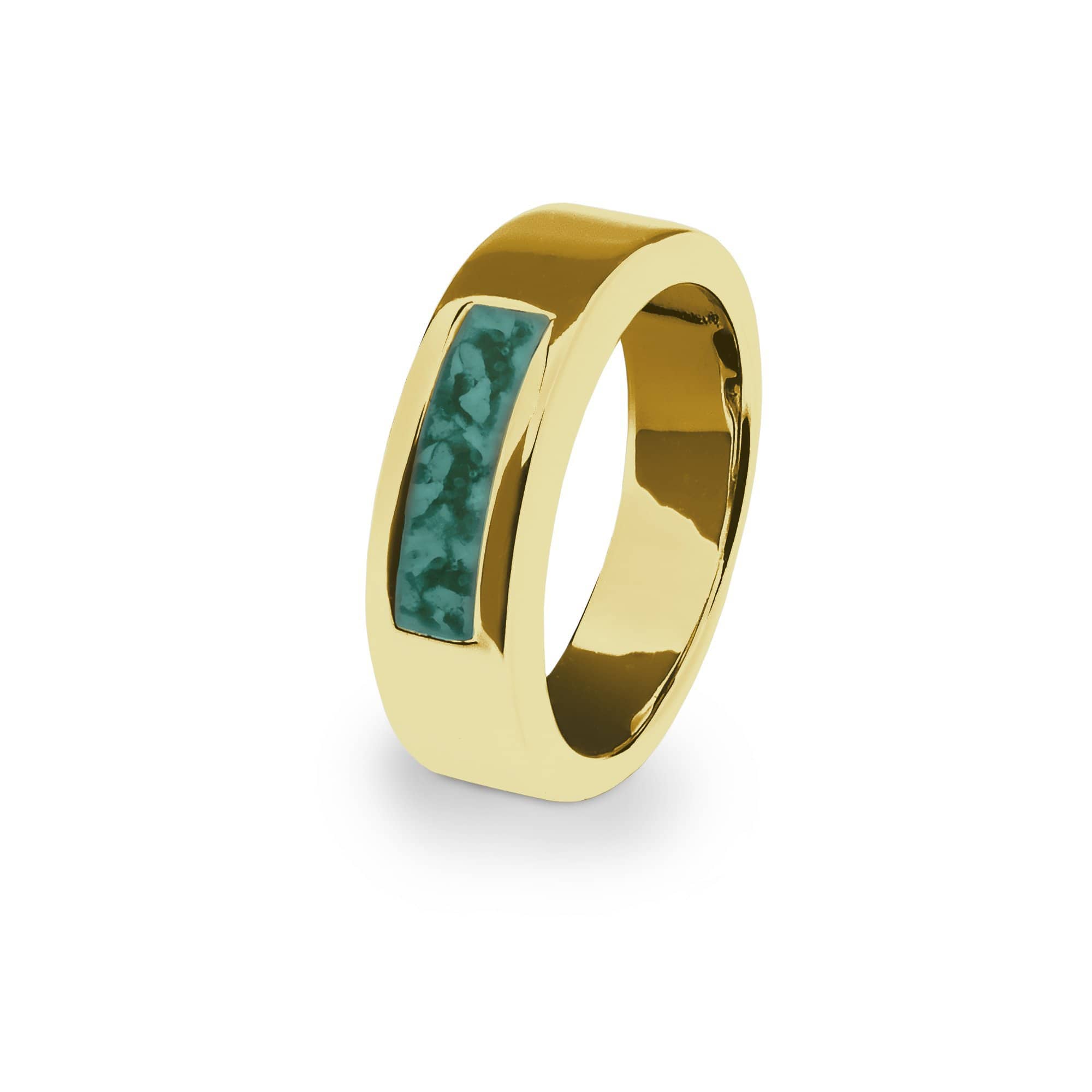 EverWith Unisex Pure Memorial Ashes Ring 9k Yellow Gold Aqua