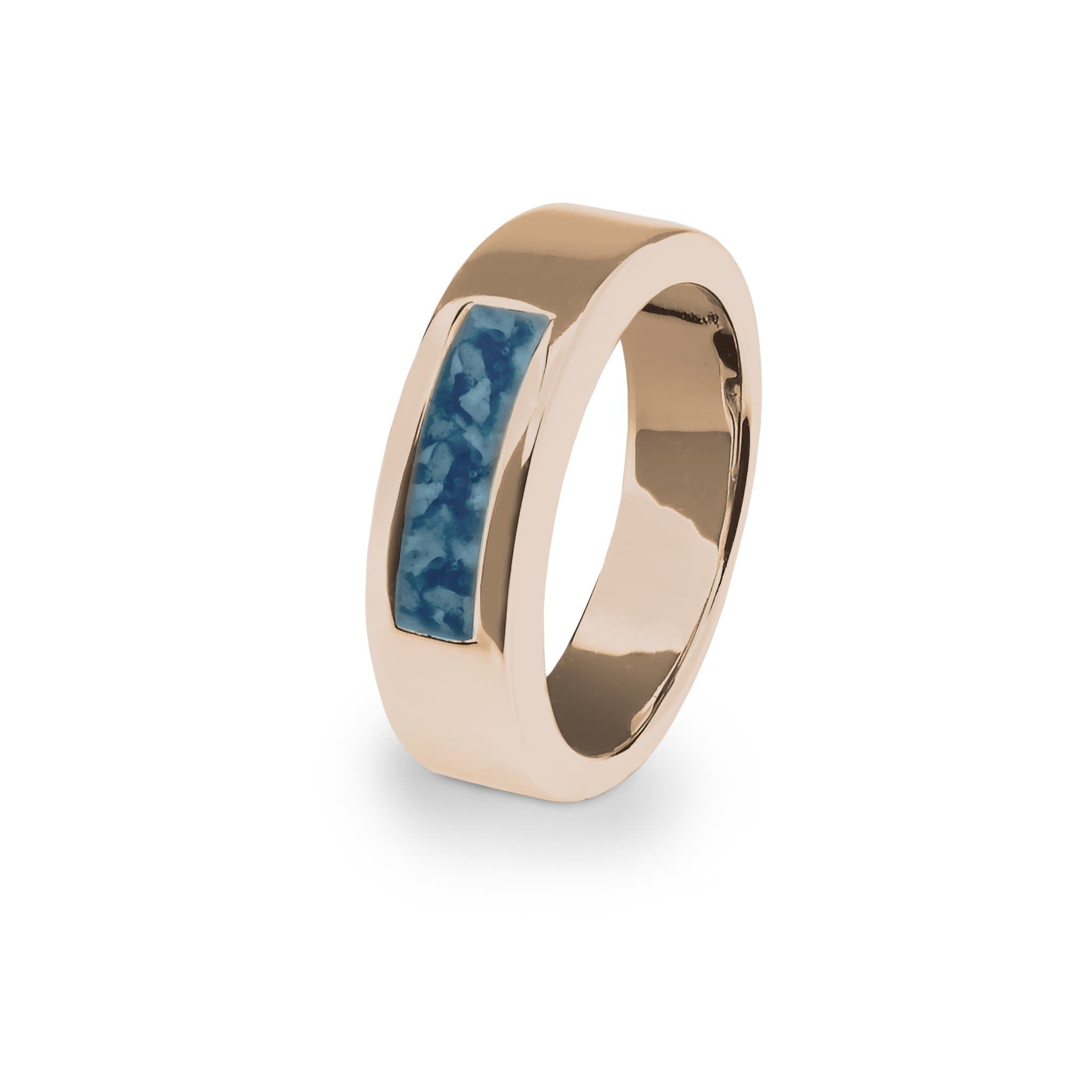 EverWith Unisex Pure Memorial Ashes Ring 9k Rose Gold Blue