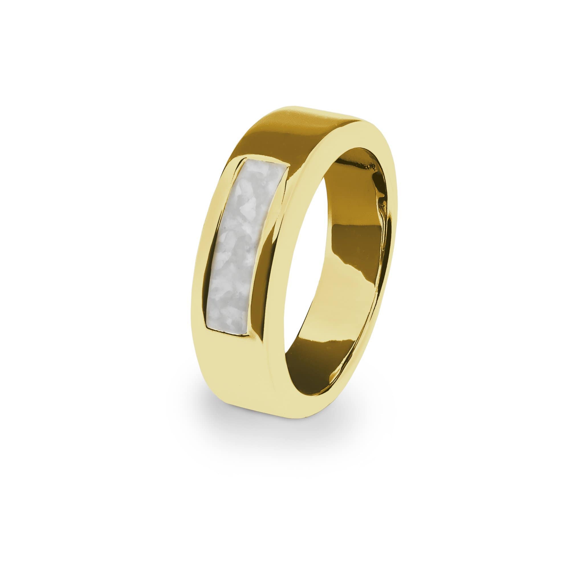 EverWith Unisex Pure Memorial Ashes Ring 9k Yellow Gold White