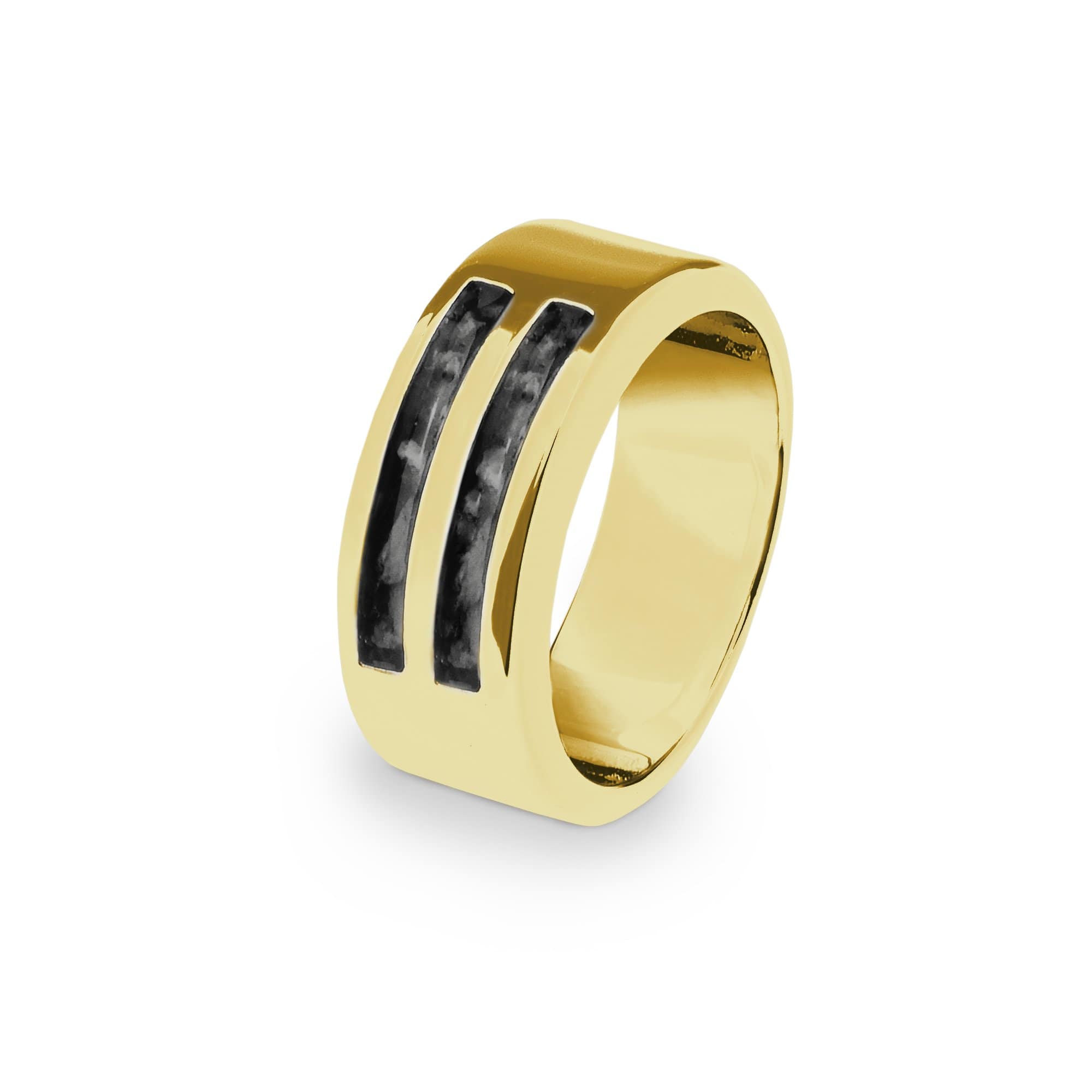 EverWith Gents Traditional Memorial Ashes Ring 9k Yellow Gold Black