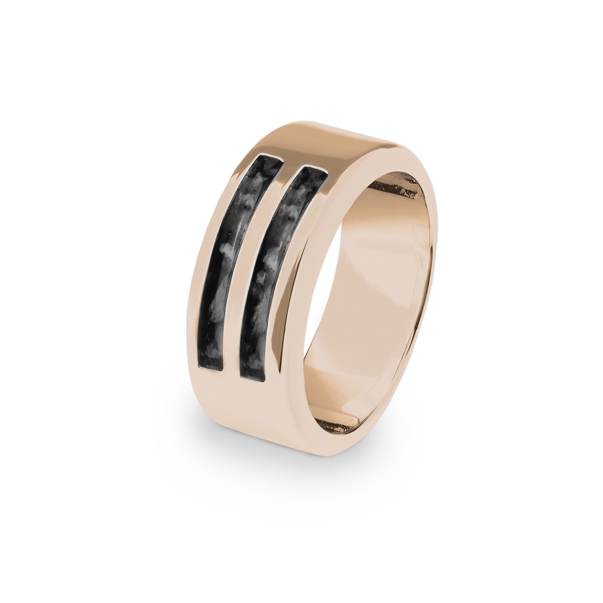 EverWith Gents Traditional Memorial Ashes Ring 9k Rose Gold Black