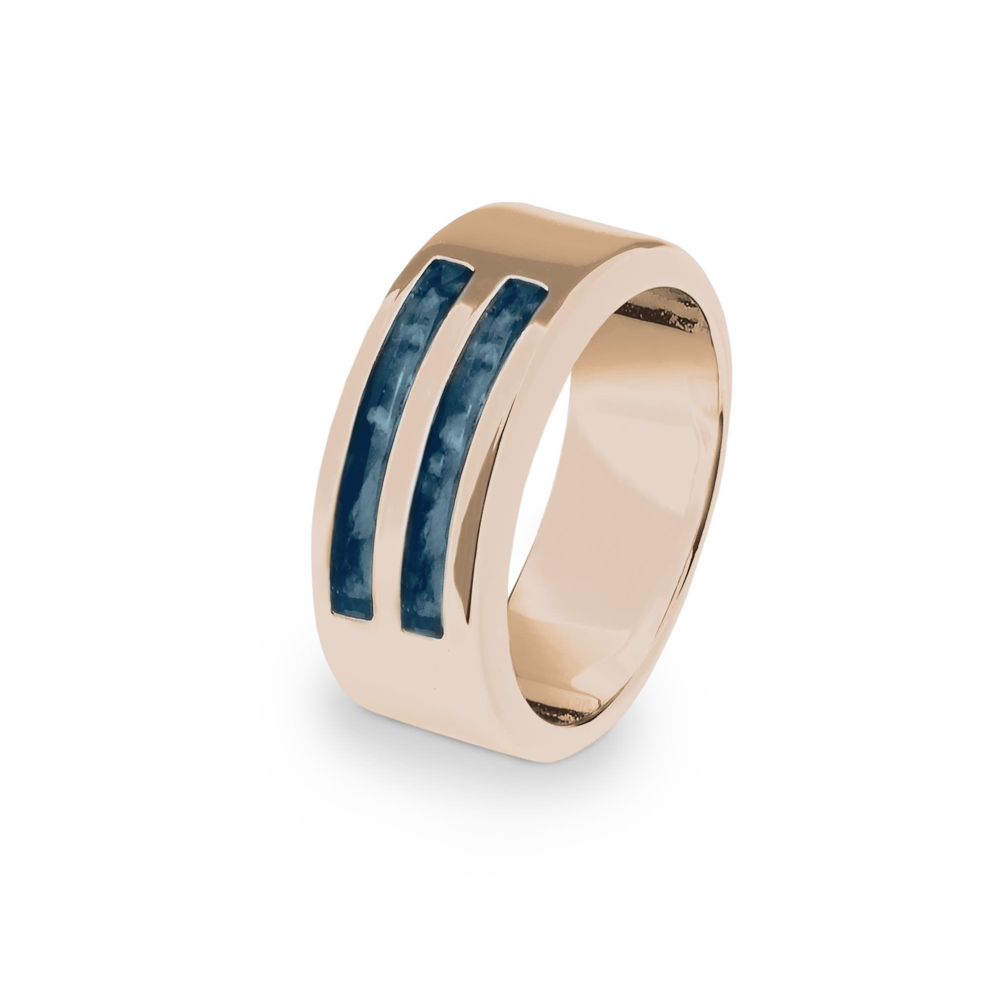 EverWith Gents Traditional Memorial Ashes Ring 9k Rose Gold Blue