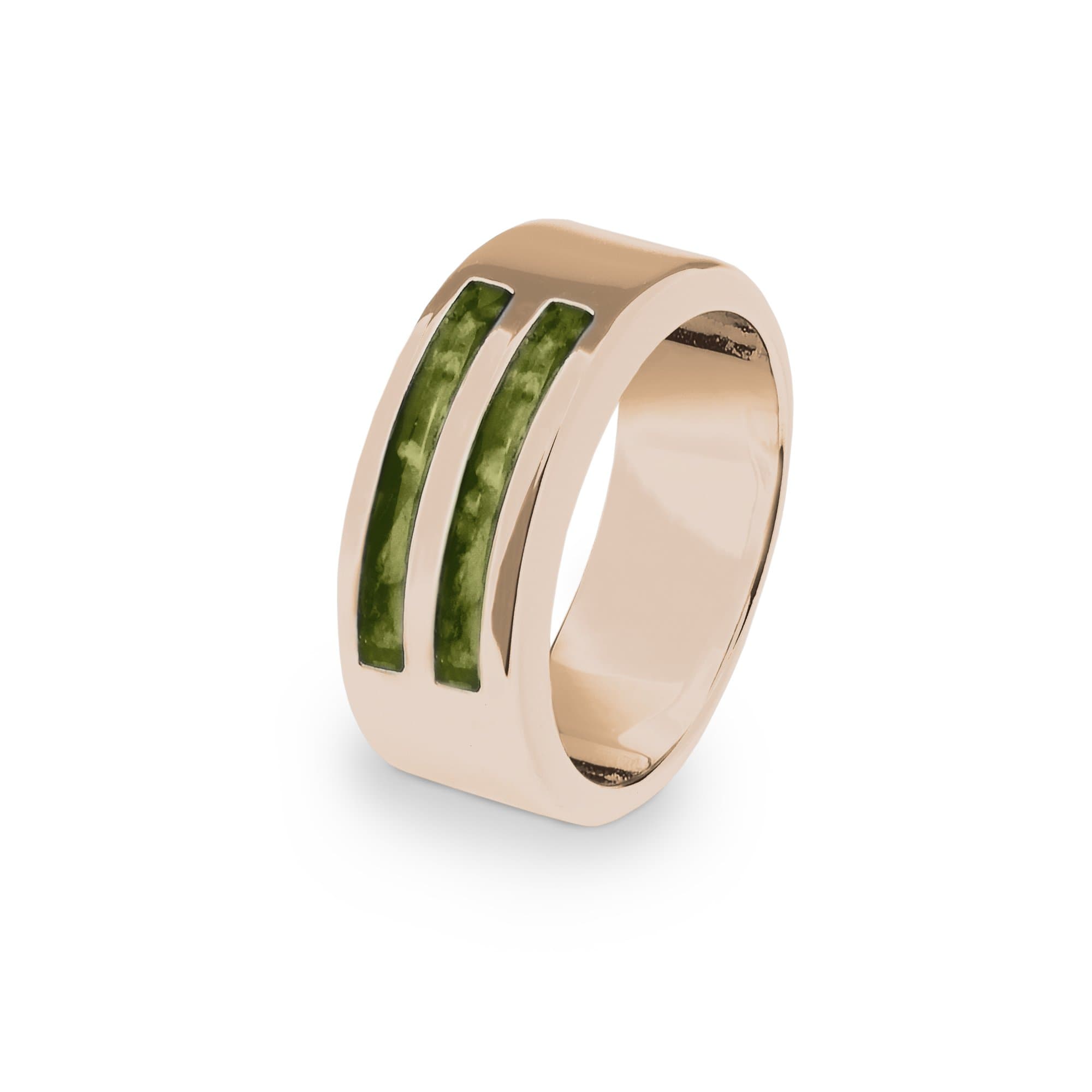 EverWith Gents Traditional Memorial Ashes Ring 9k Rose Gold Green