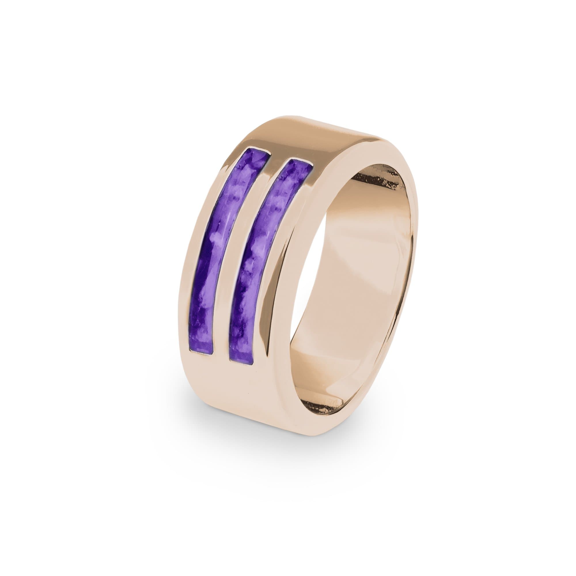 EverWith Gents Traditional Memorial Ashes Ring 9k Rose Gold Purple