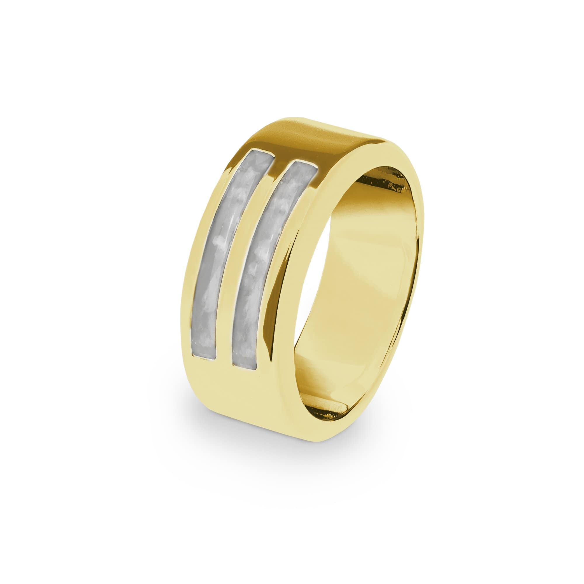 EverWith Gents Traditional Memorial Ashes Ring 9k Yellow Gold White