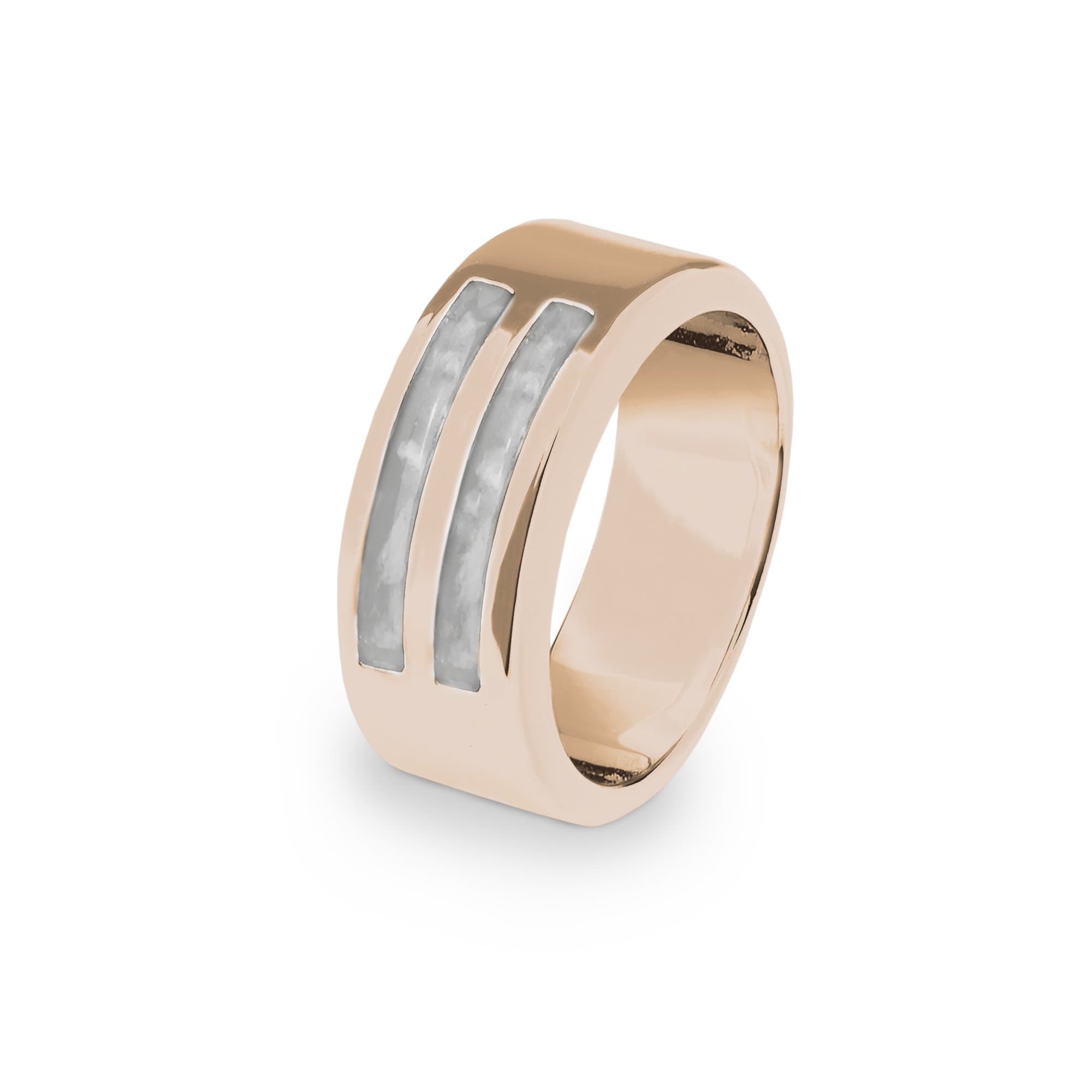 EverWith Gents Traditional Memorial Ashes Ring 9k Rose Gold White